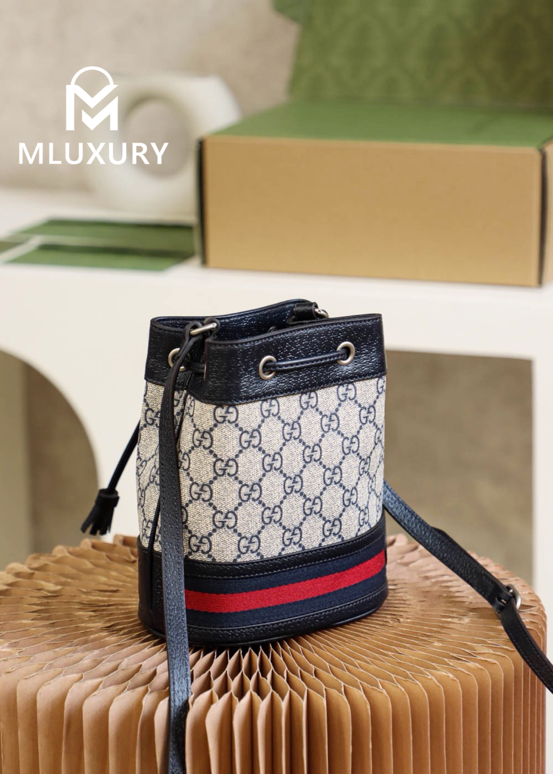 GUCCI Ophida Bucket Mini Bag, Genuine Leather
