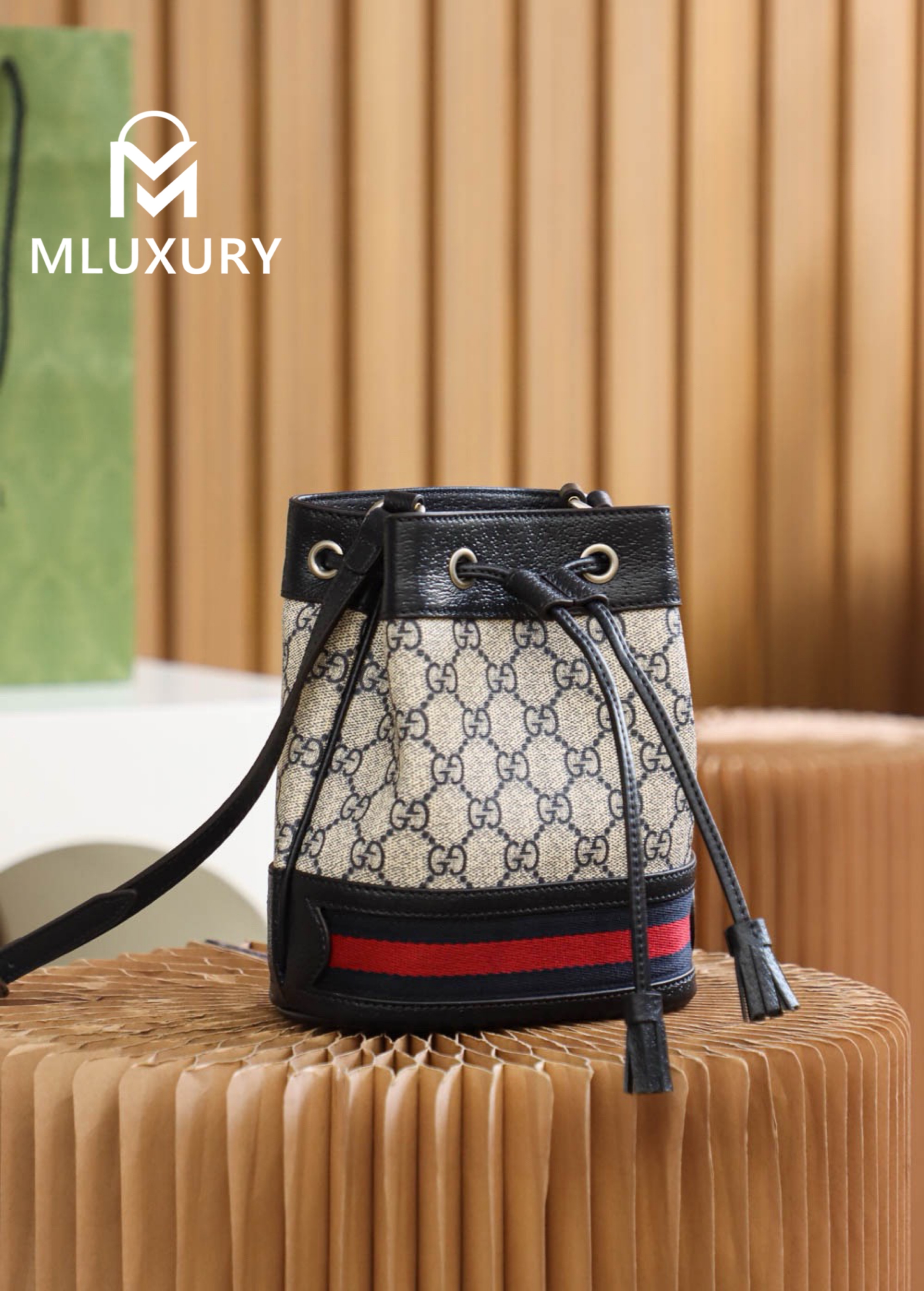 GUCCI Ophida Bucket Mini Bag, Genuine Leather