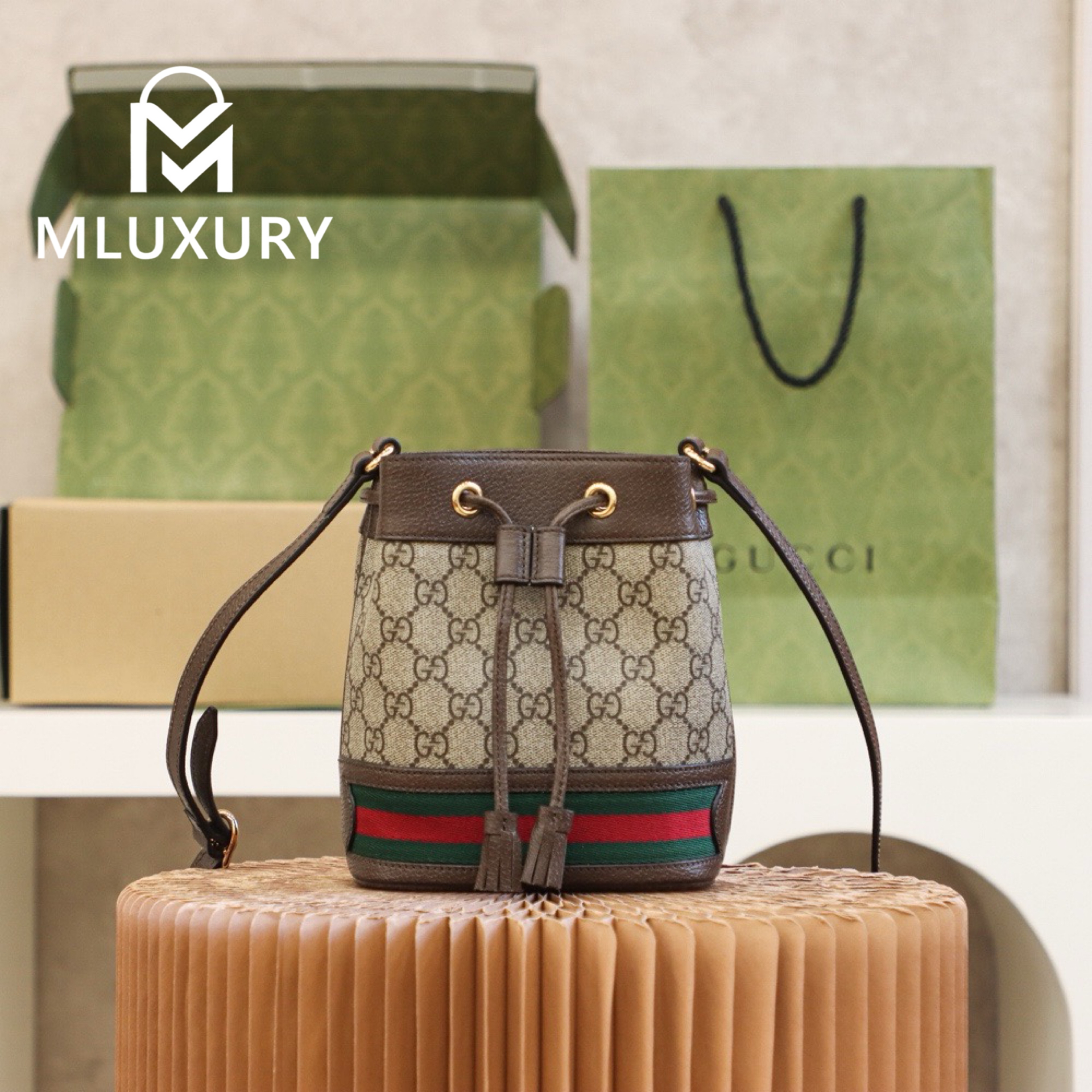 GUCCI Ophida Mini Bucket Bag, Original Leather
