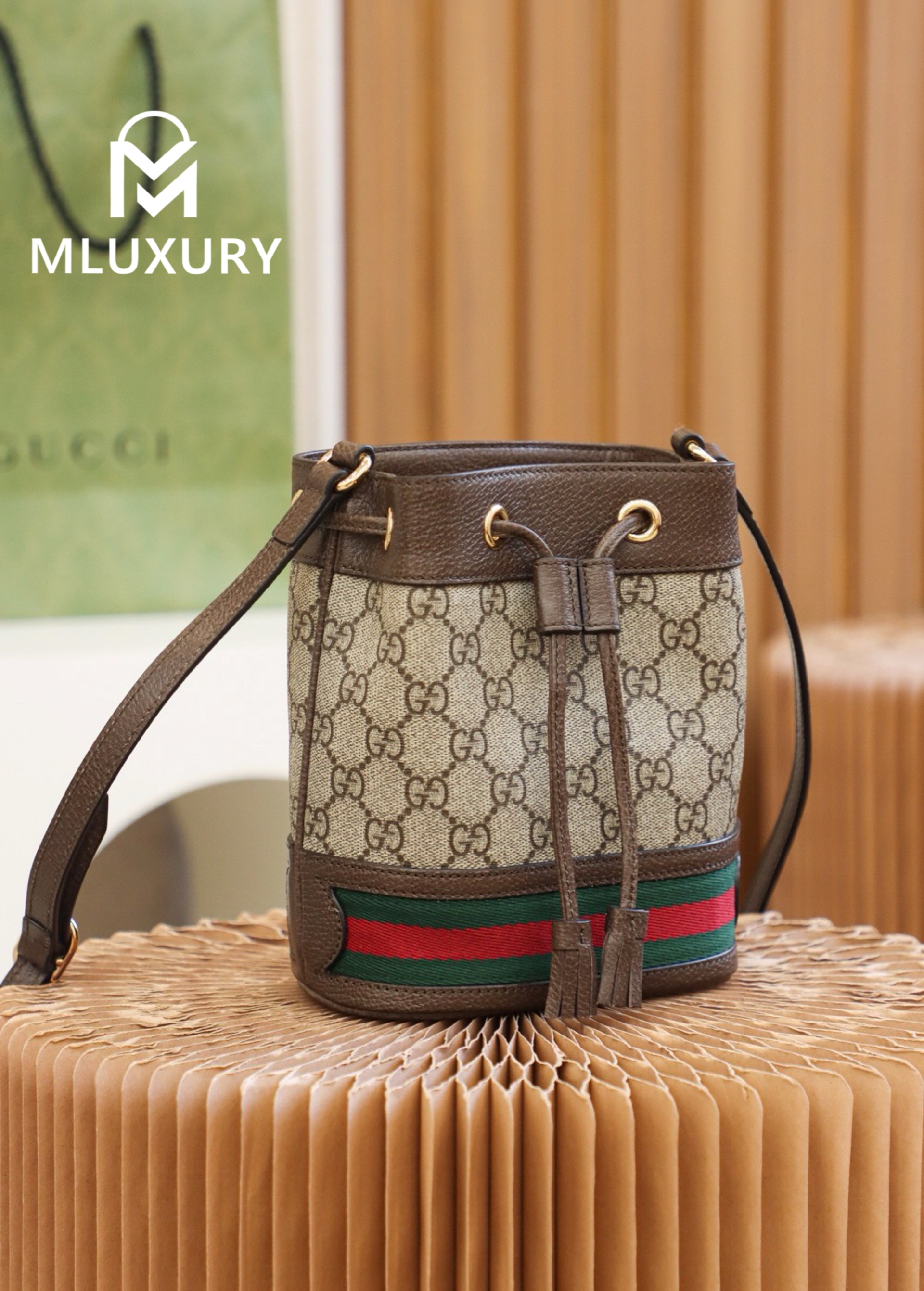 GUCCI Ophida Mini Bucket Bag, Original Leather