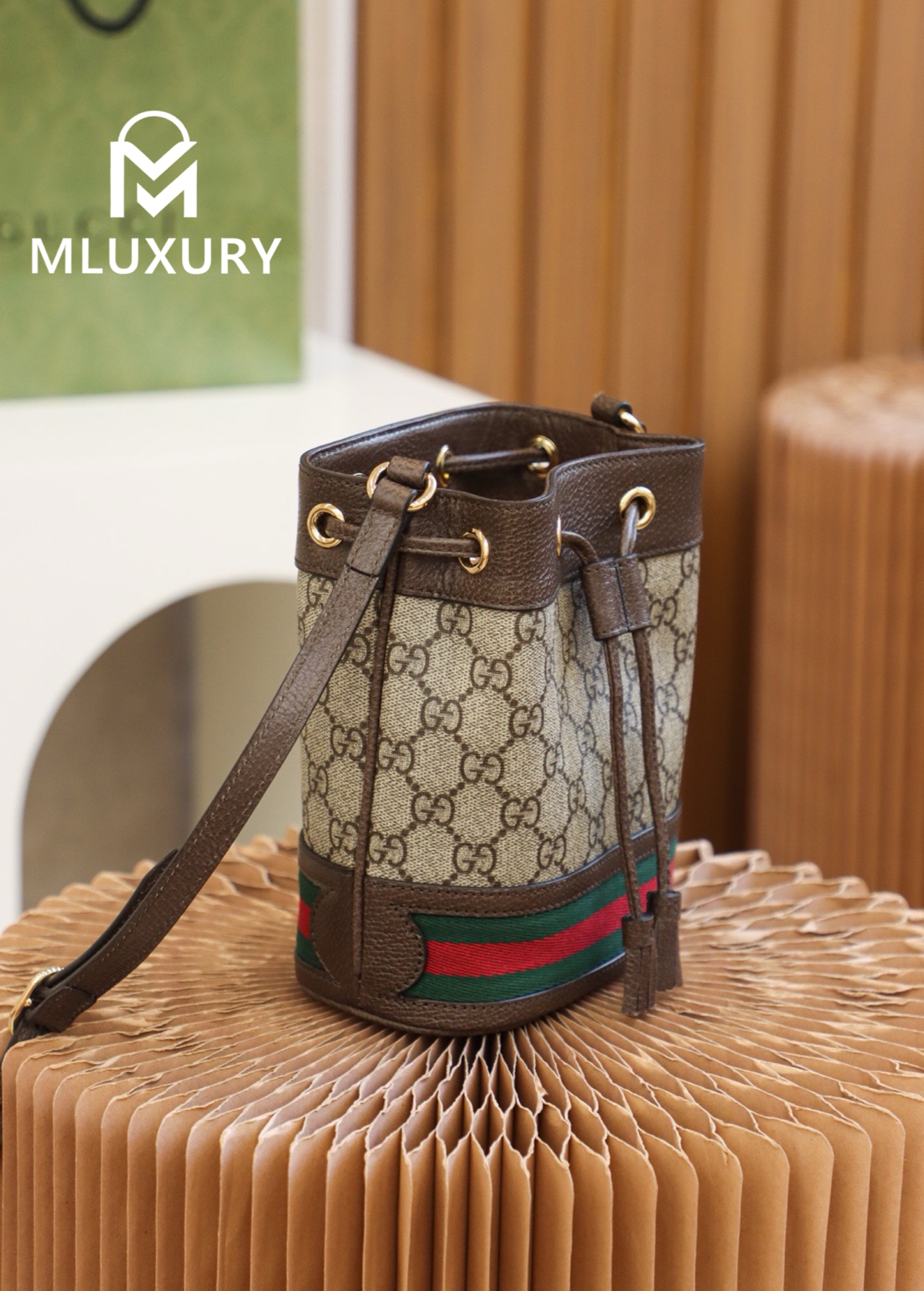 GUCCI Ophida Mini Bucket Bag, Original Leather