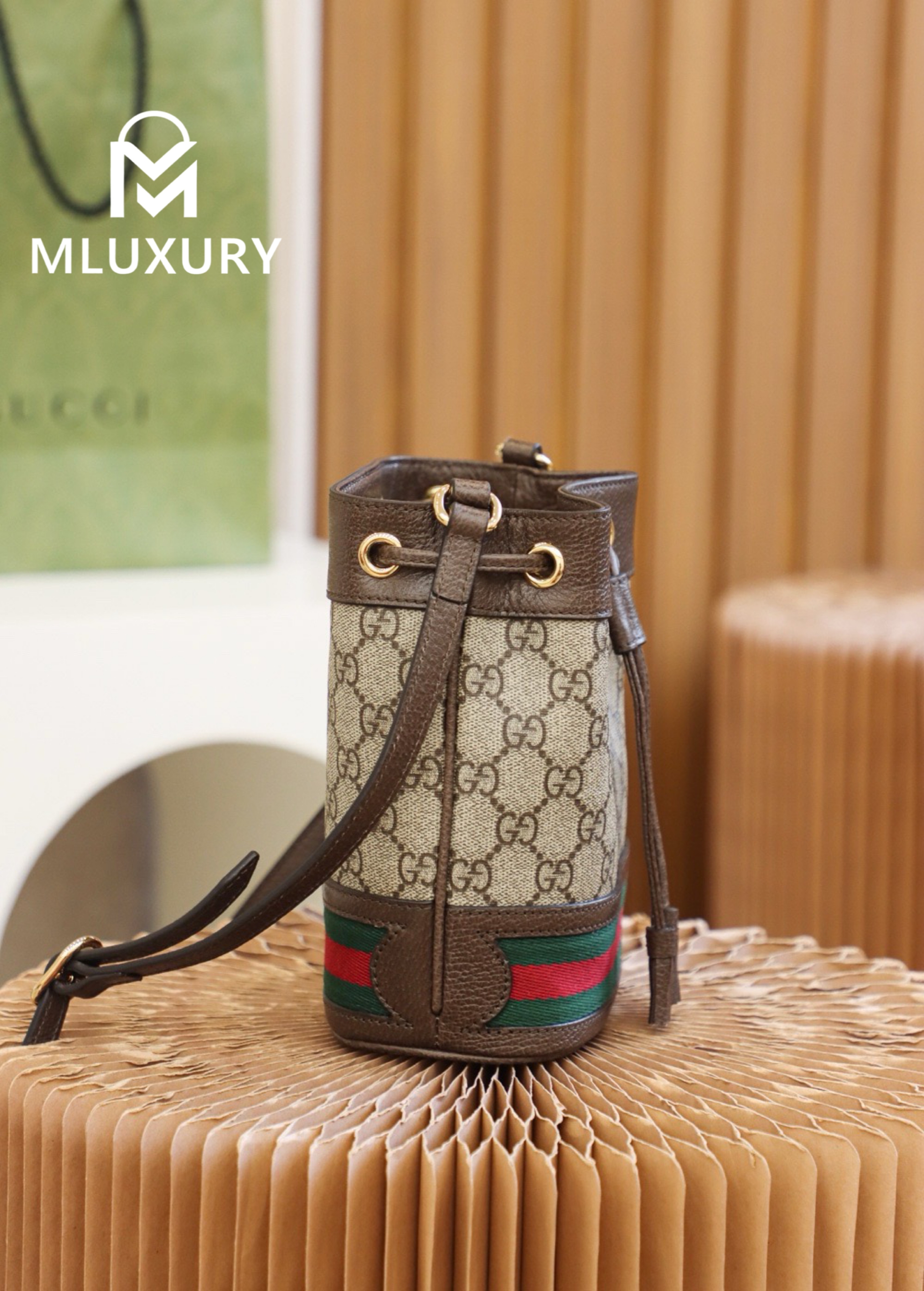 GUCCI Ophida Mini Bucket Bag, Original Leather