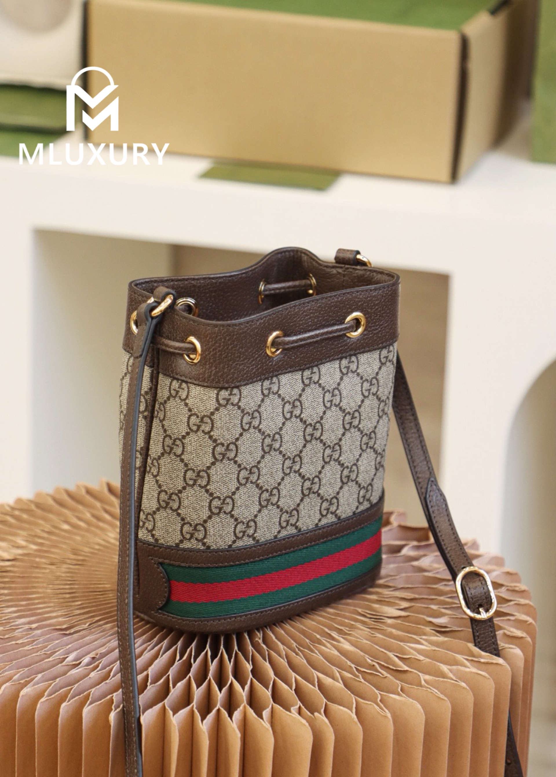 GUCCI Ophida Mini Bucket Bag, Original Leather