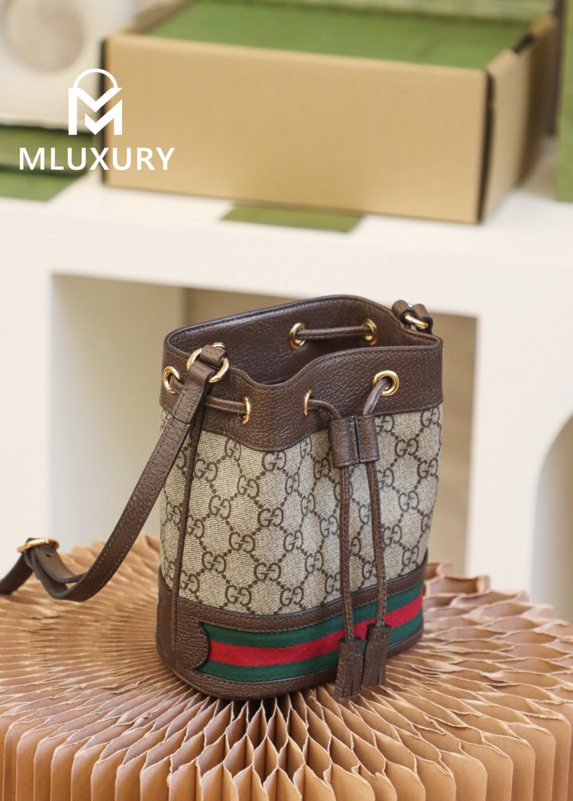 GUCCI Ophida Mini Bucket Bag, Original Leather