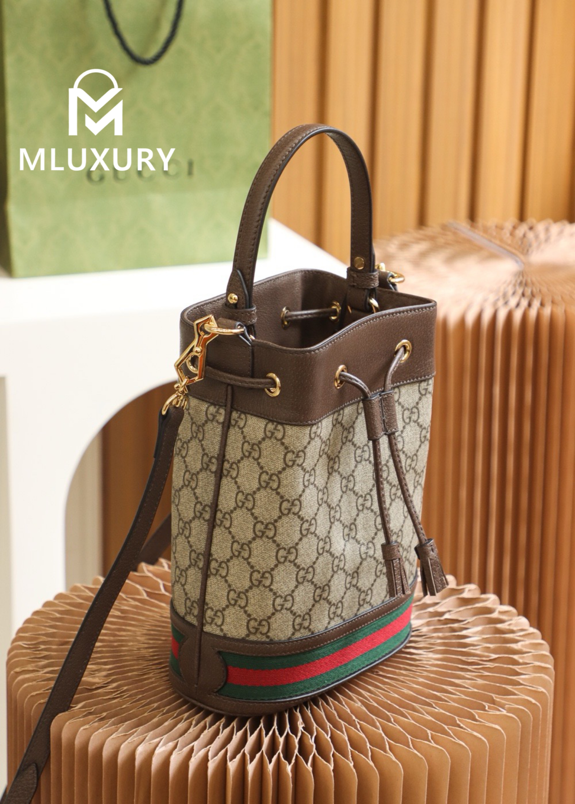 GUCCI Ophida Classic Bucket Bag, Genuine Leather