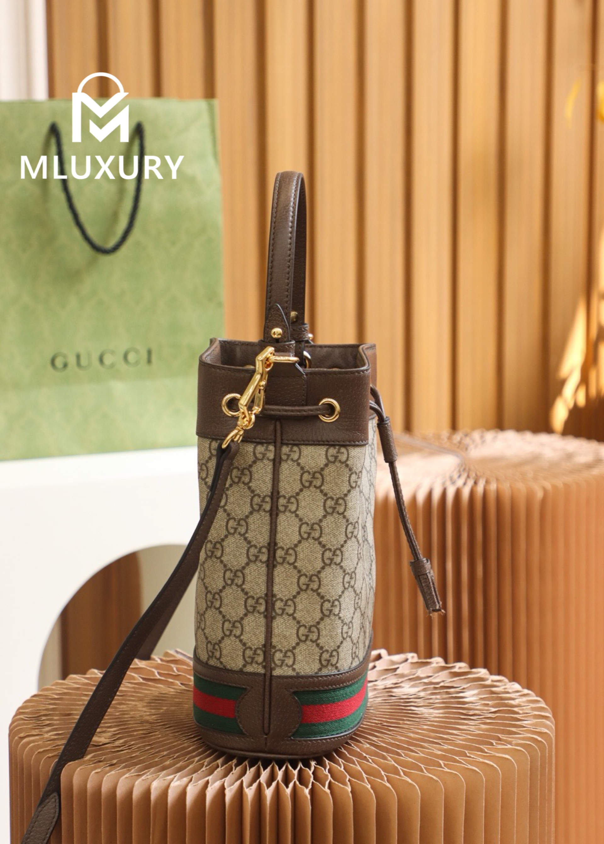GUCCI Ophida Classic Bucket Bag, Genuine Leather