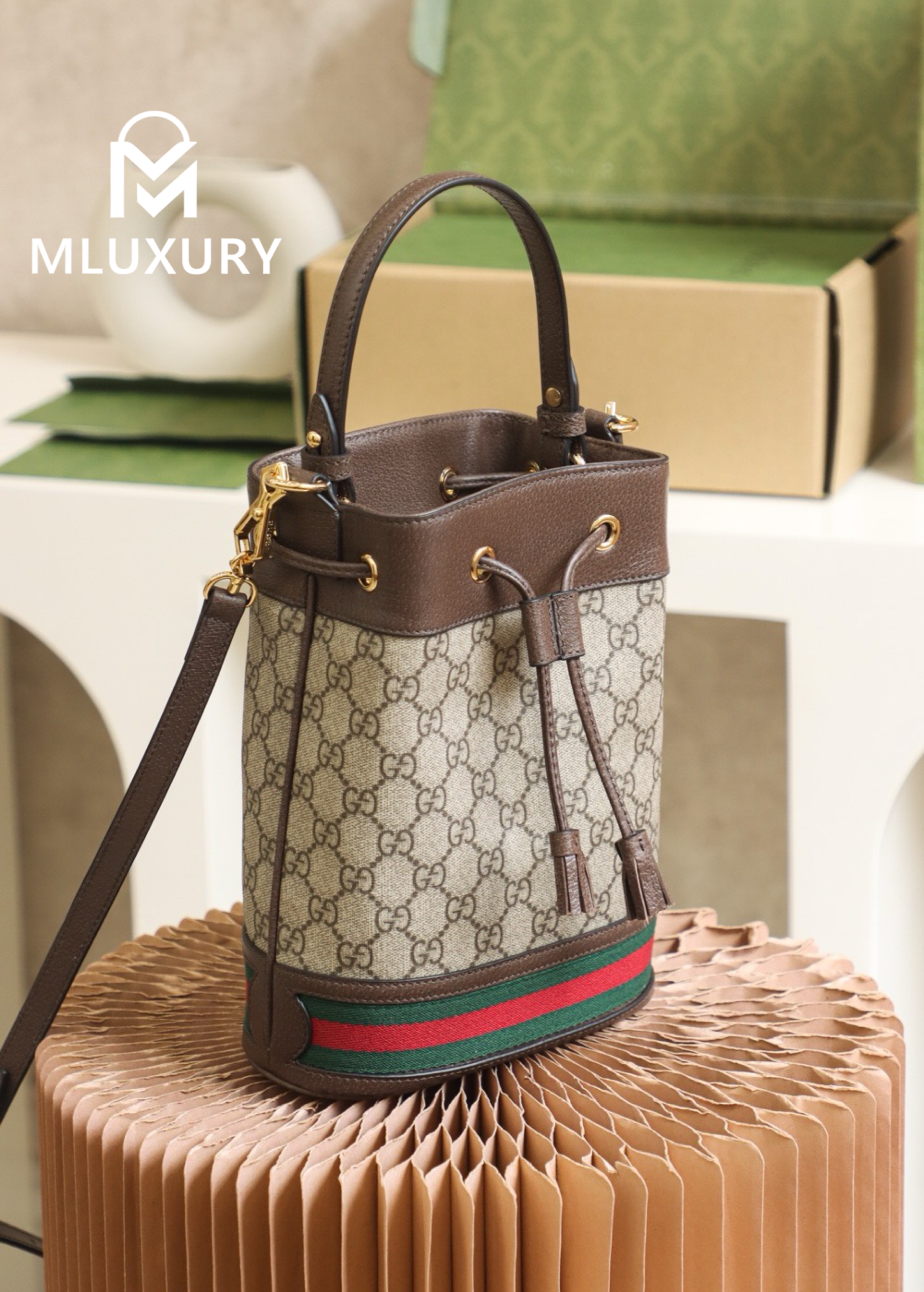 GUCCI Ophida Classic Bucket Bag, Genuine Leather