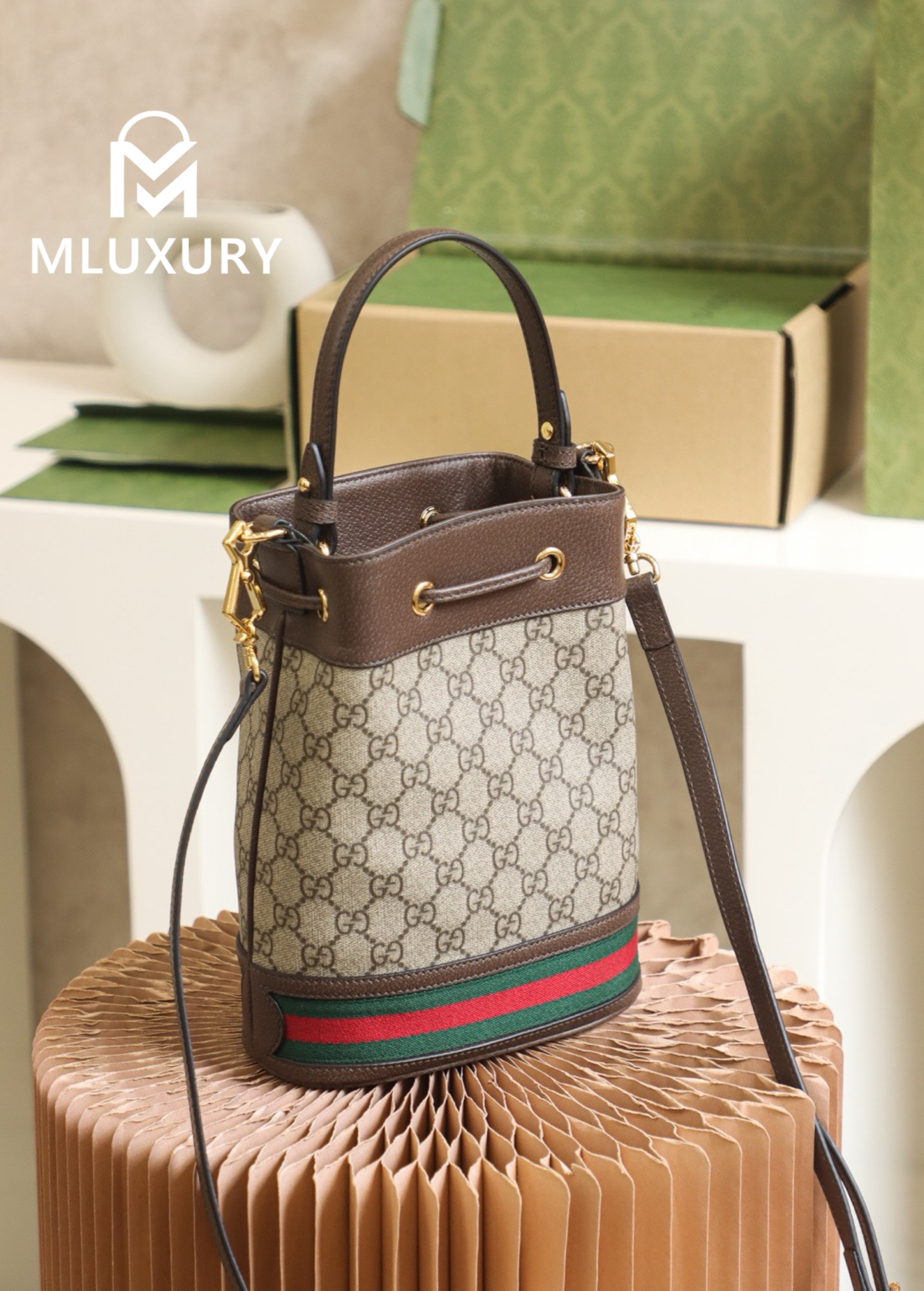 GUCCI Ophida Classic Bucket Bag, Genuine Leather
