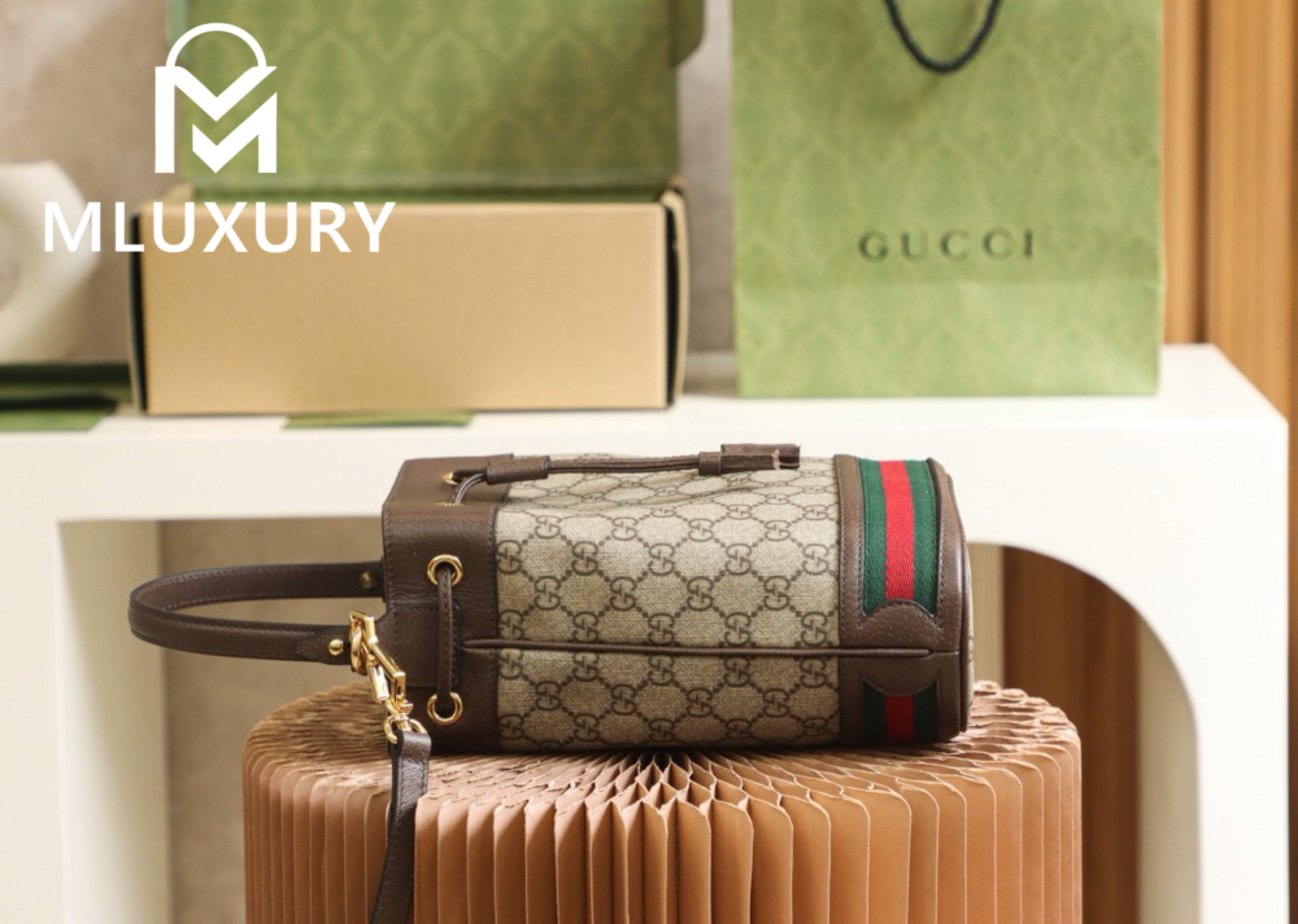 GUCCI Ophida Classic Bucket Bag, Genuine Leather