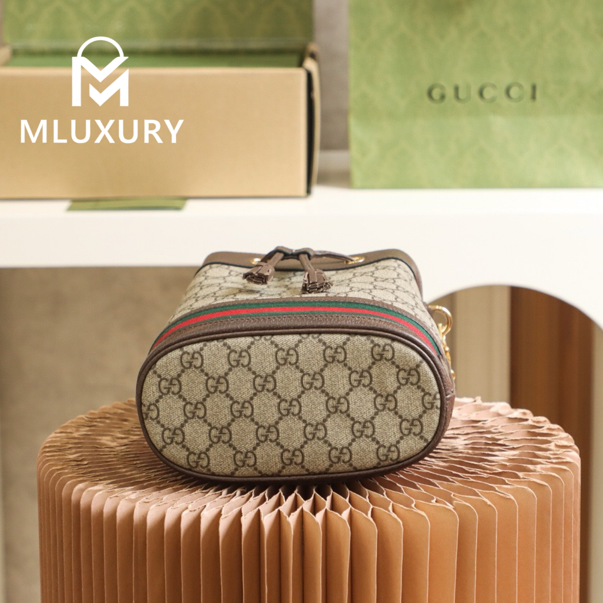 GUCCI Ophida Classic Bucket Bag, Genuine Leather