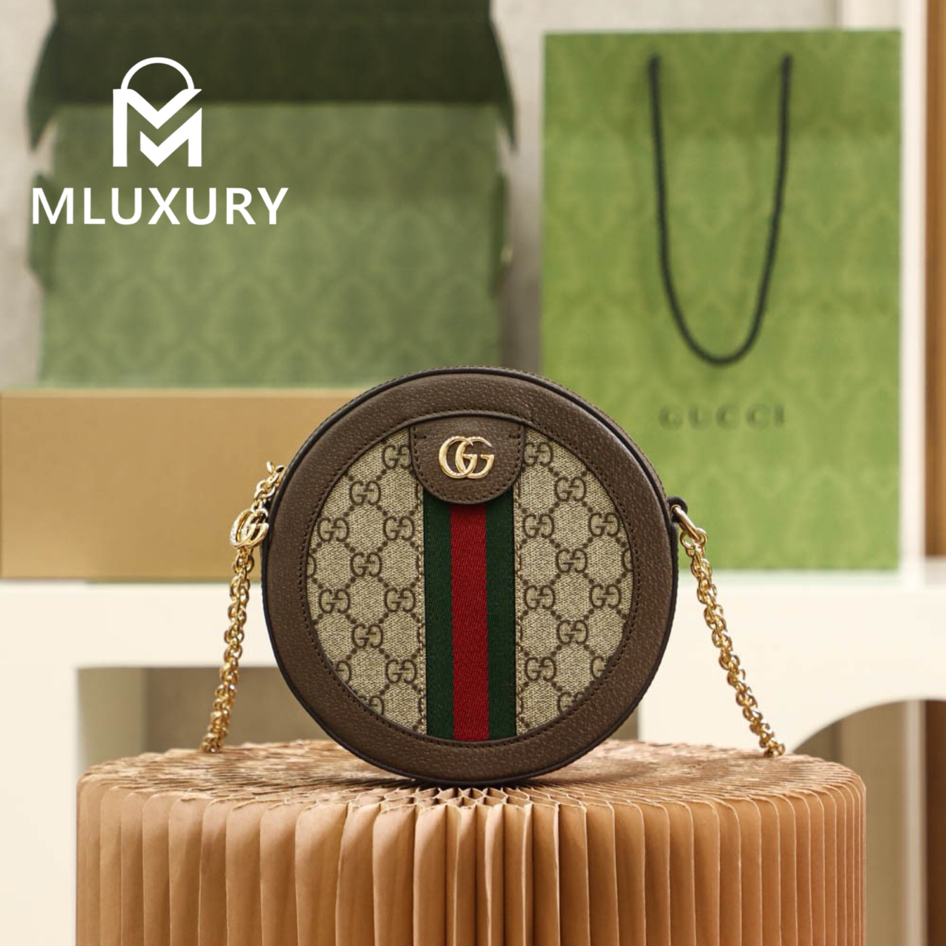 GUCCI Ophida Round Bag, Original Leather
