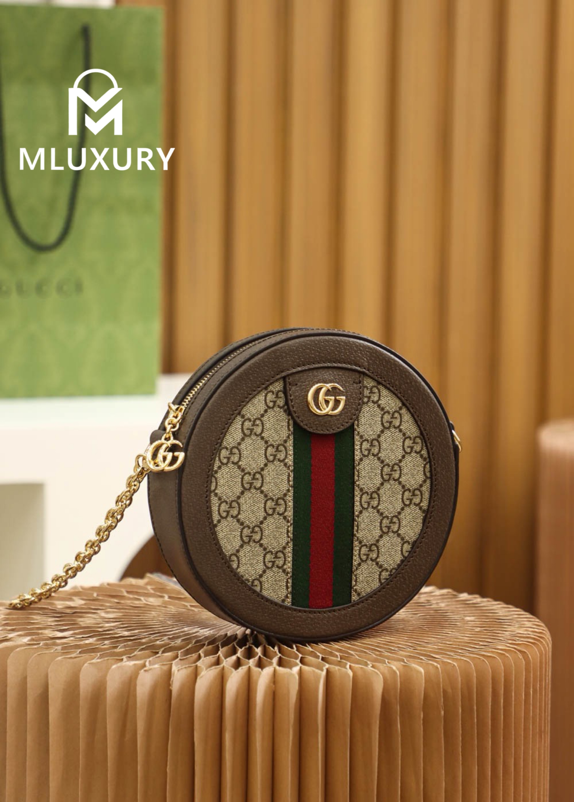GUCCI Ophida Round Bag, Original Leather