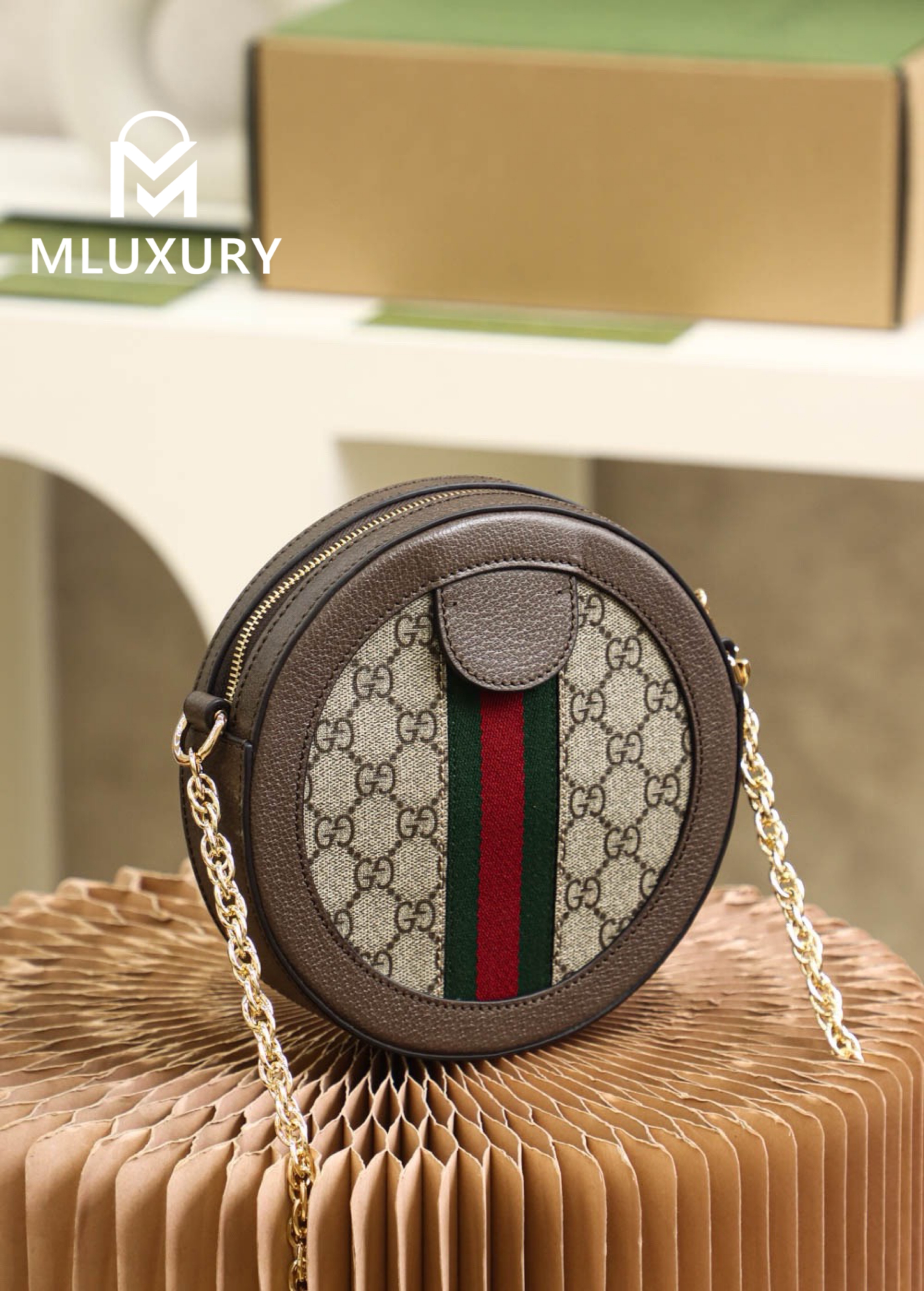 GUCCI Ophida Round Bag, Original Leather