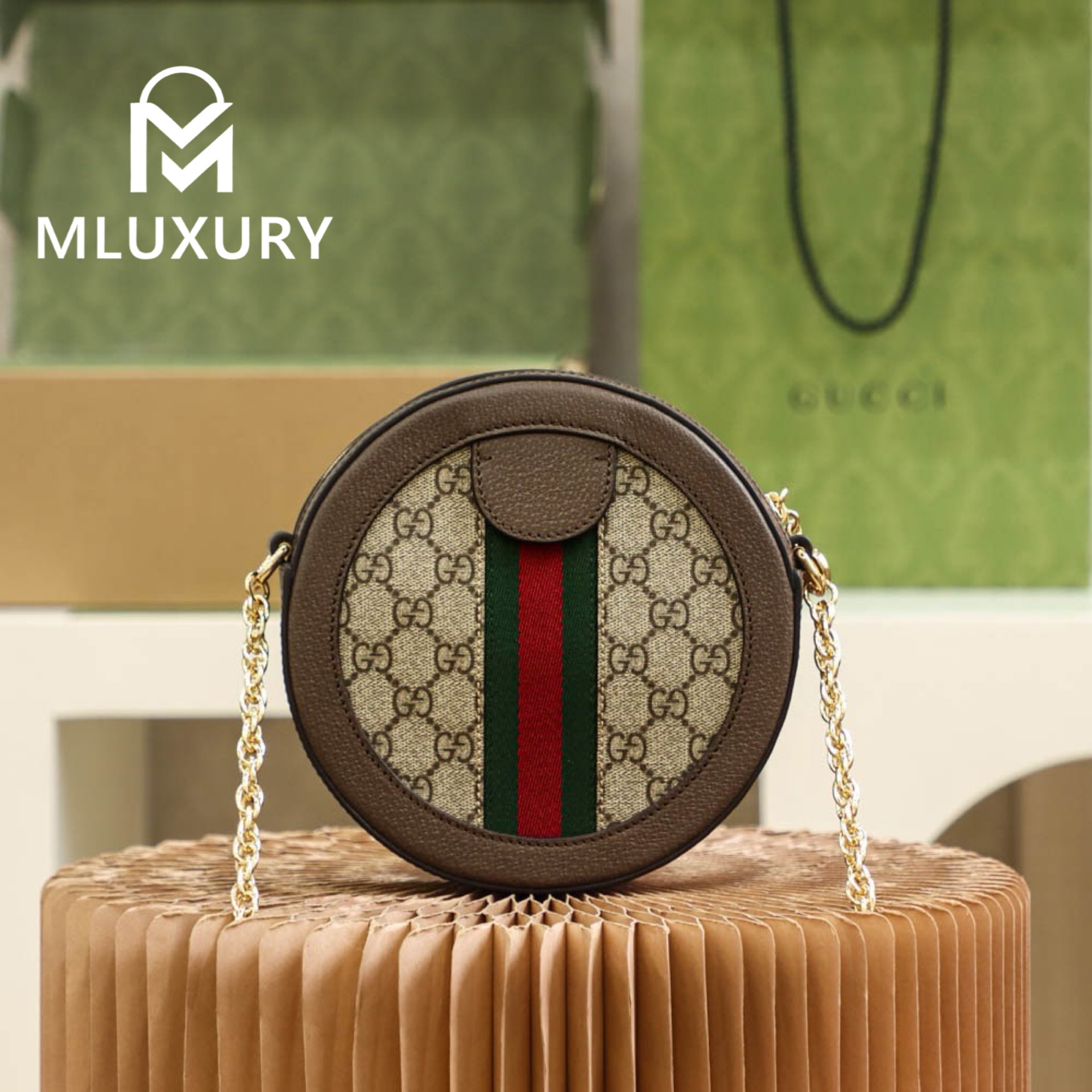 GUCCI Ophida Round Bag, Original Leather