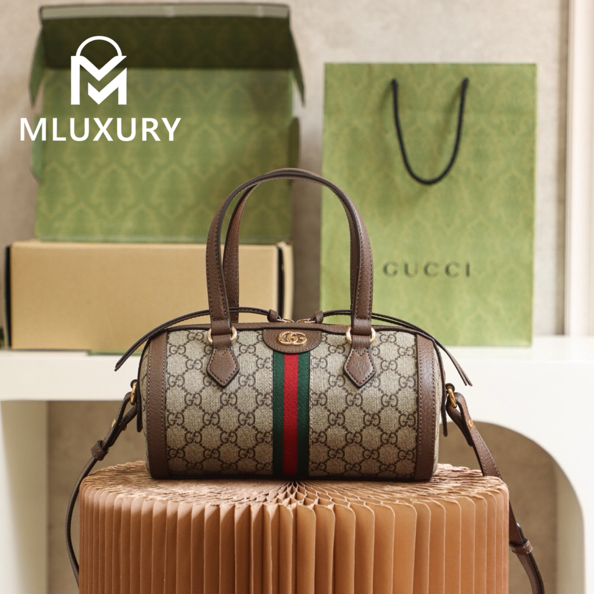 GUCCI Ophida Boston, Genuine Leather