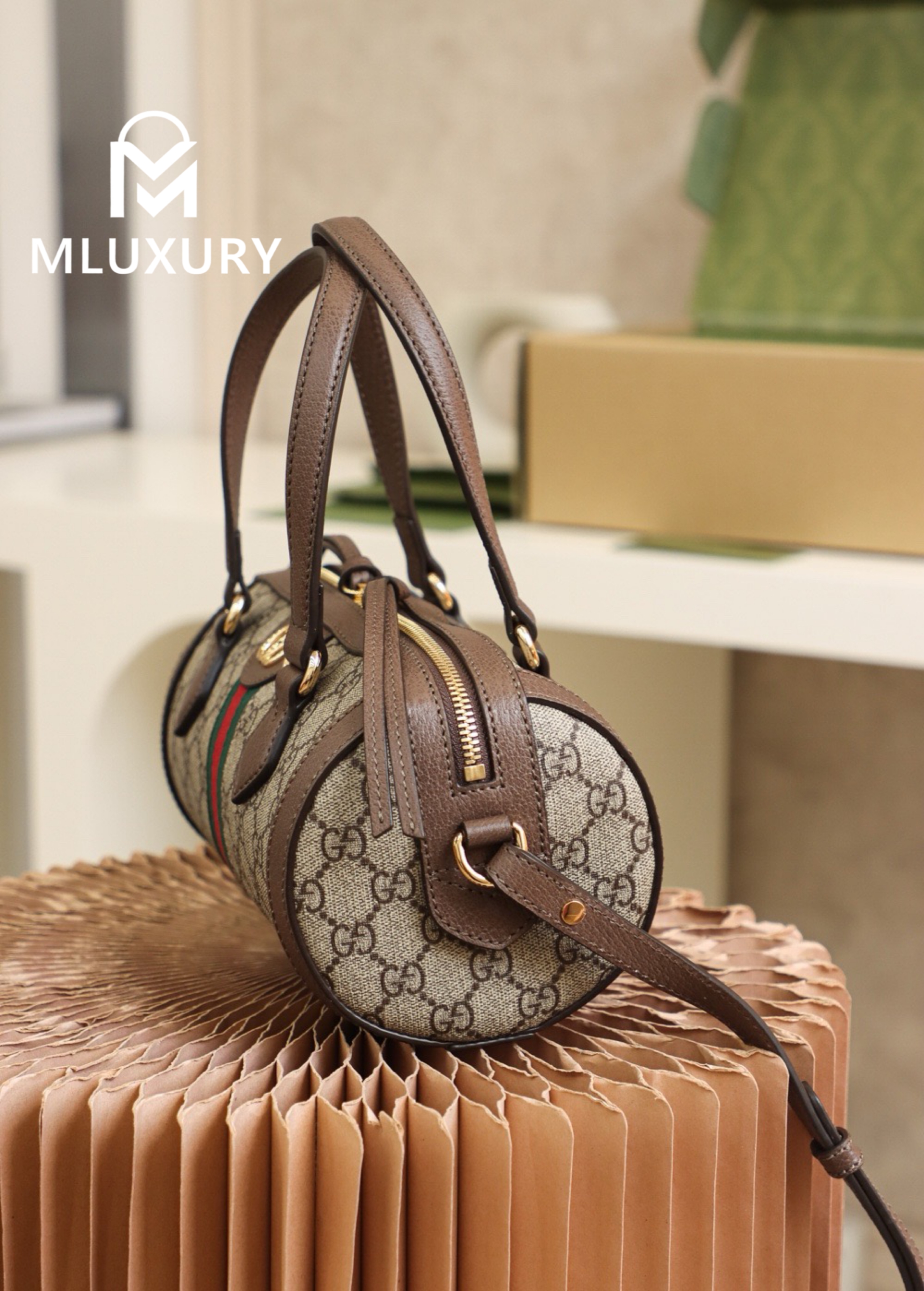 GUCCI Ophida Boston, Genuine Leather