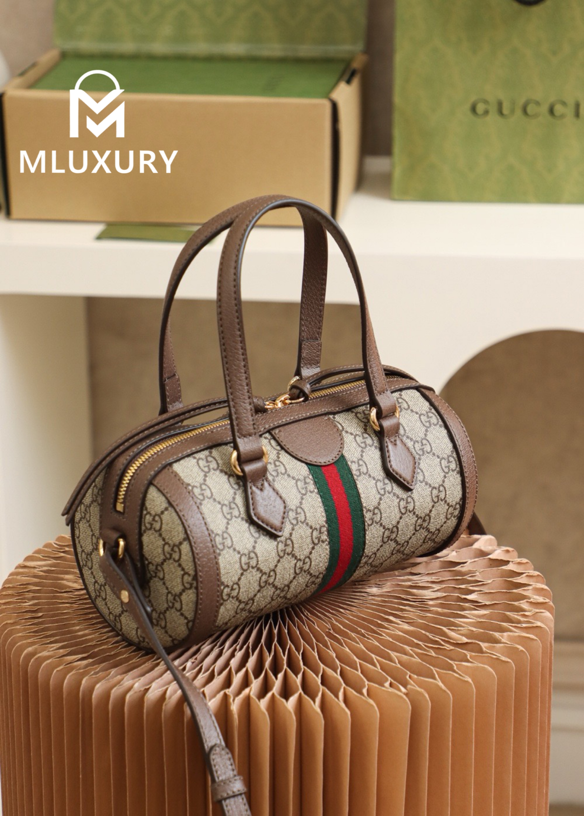 GUCCI Ophida Boston, Genuine Leather