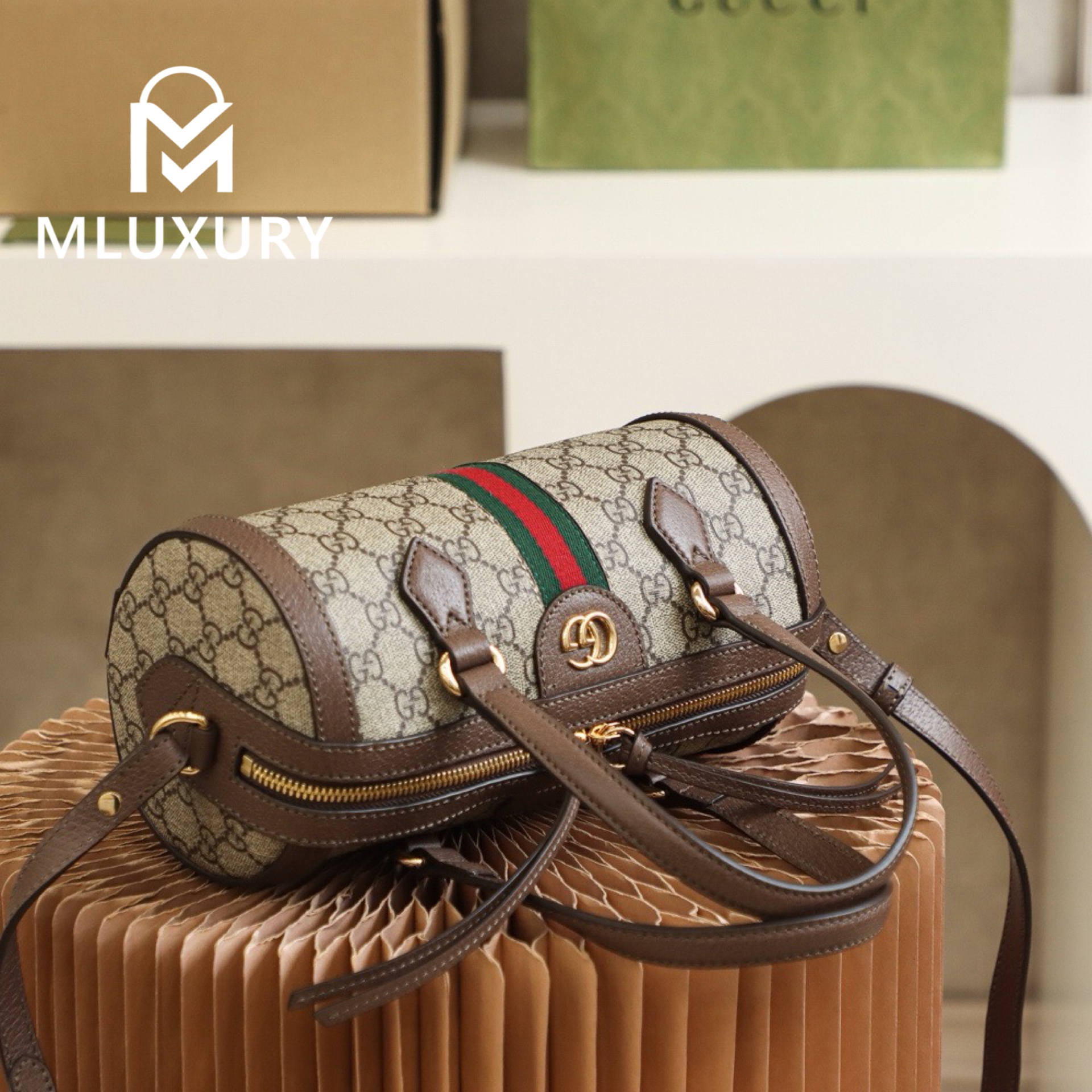 GUCCI Ophida Boston, Genuine Leather