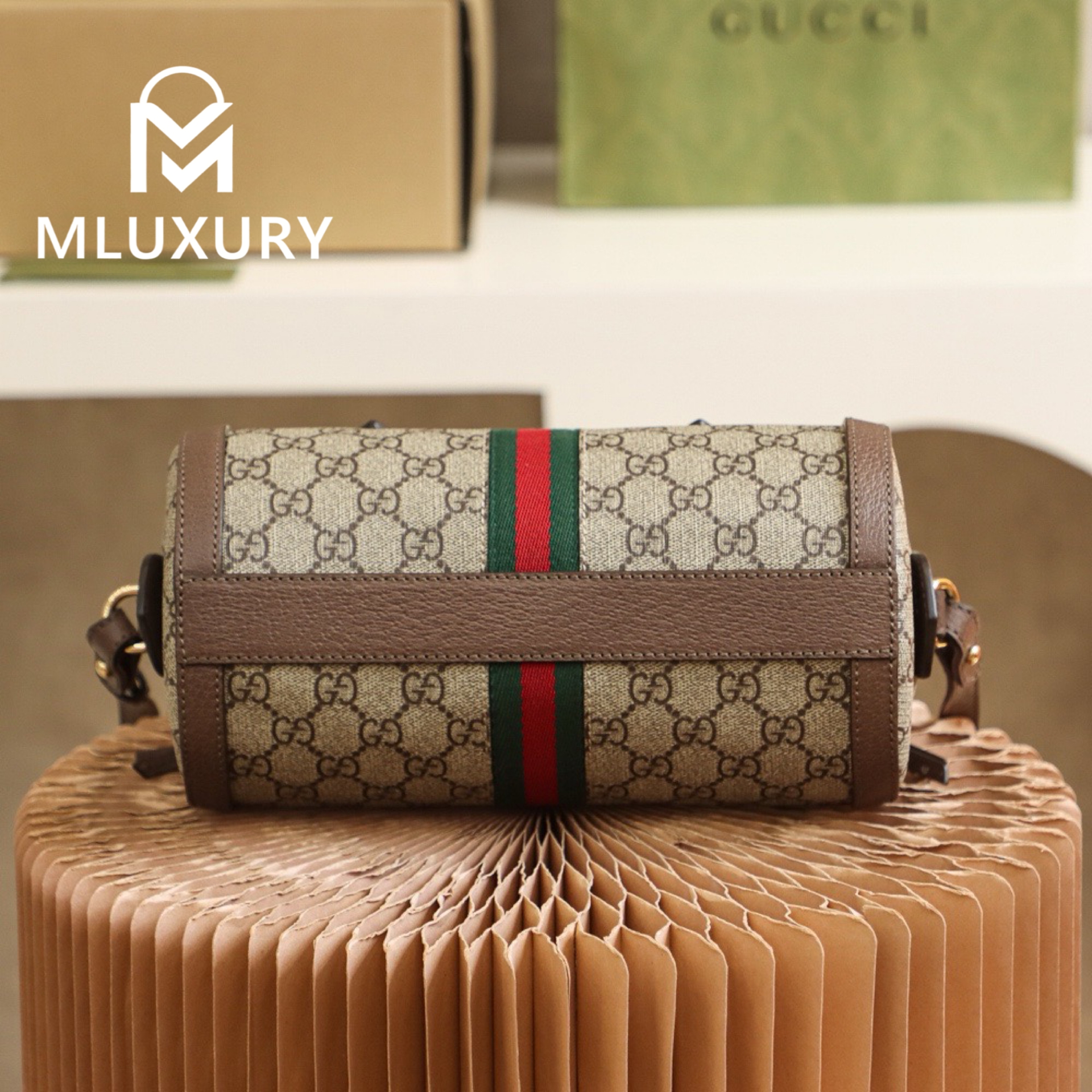 GUCCI Ophida Boston, Genuine Leather