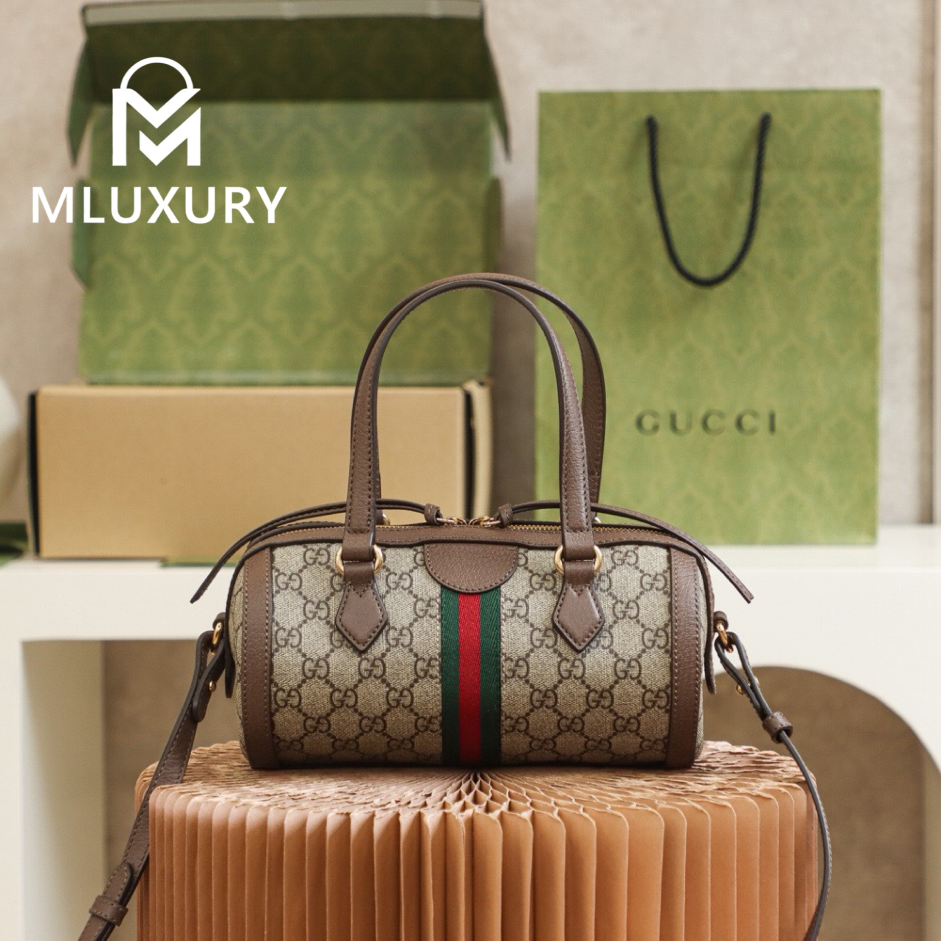 GUCCI Ophida Boston, Genuine Leather