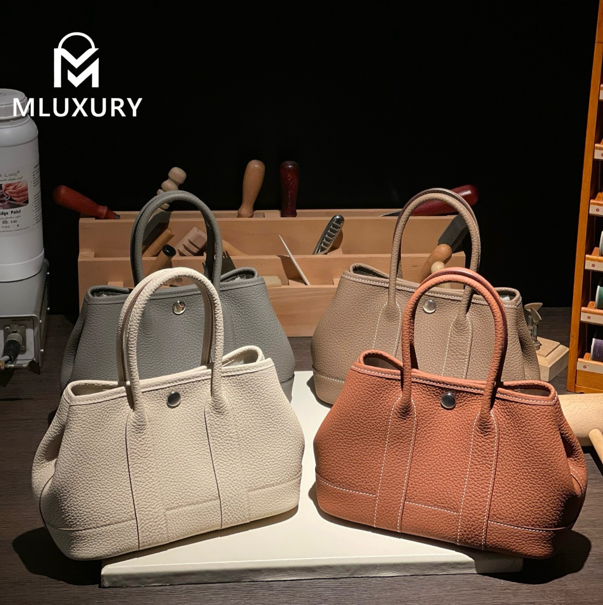 Hermès Neo (mini) Garden, genuine Togo leather, golden brown, silver hardware