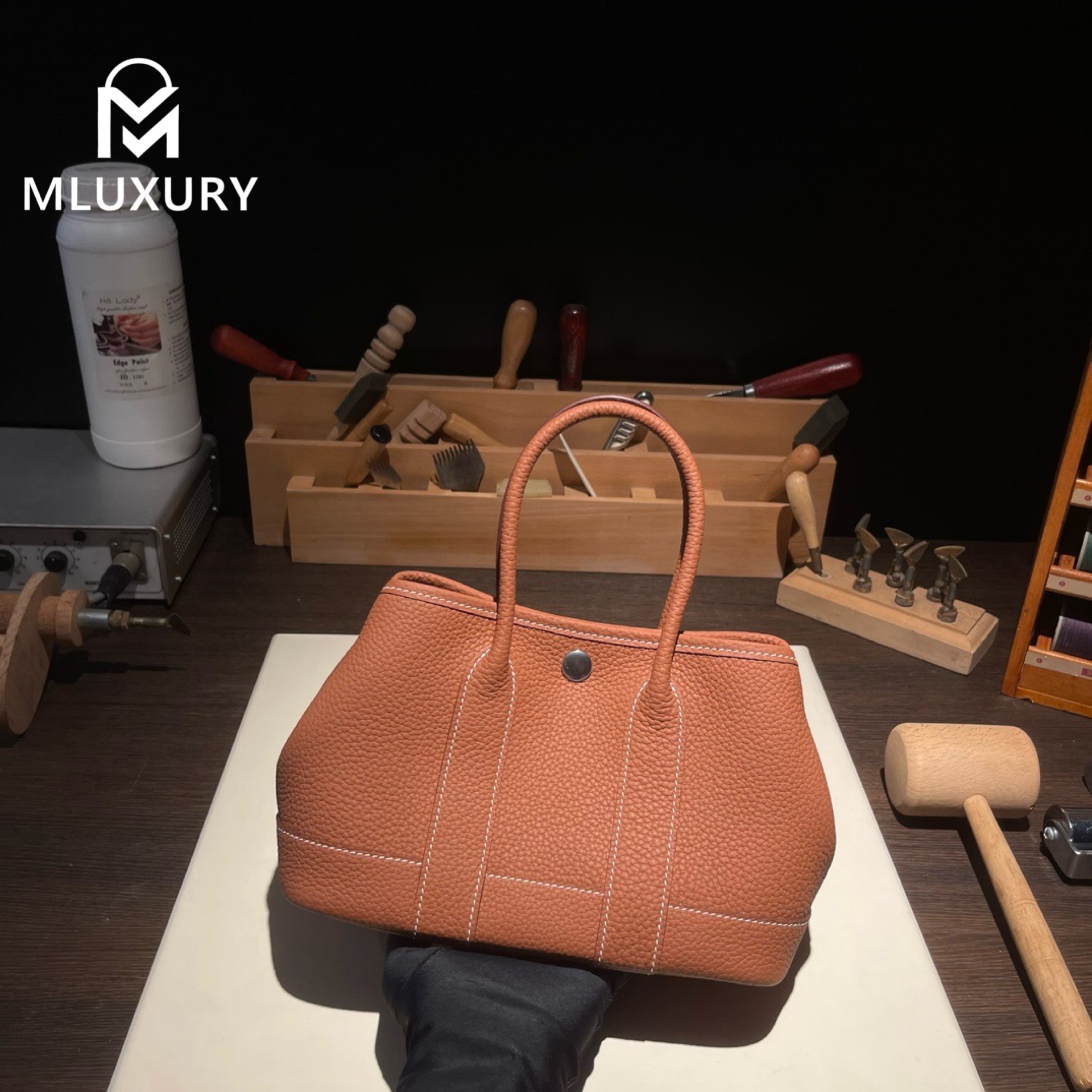 Hermès Neo (mini) Garden, genuine Togo leather, golden brown, silver hardware