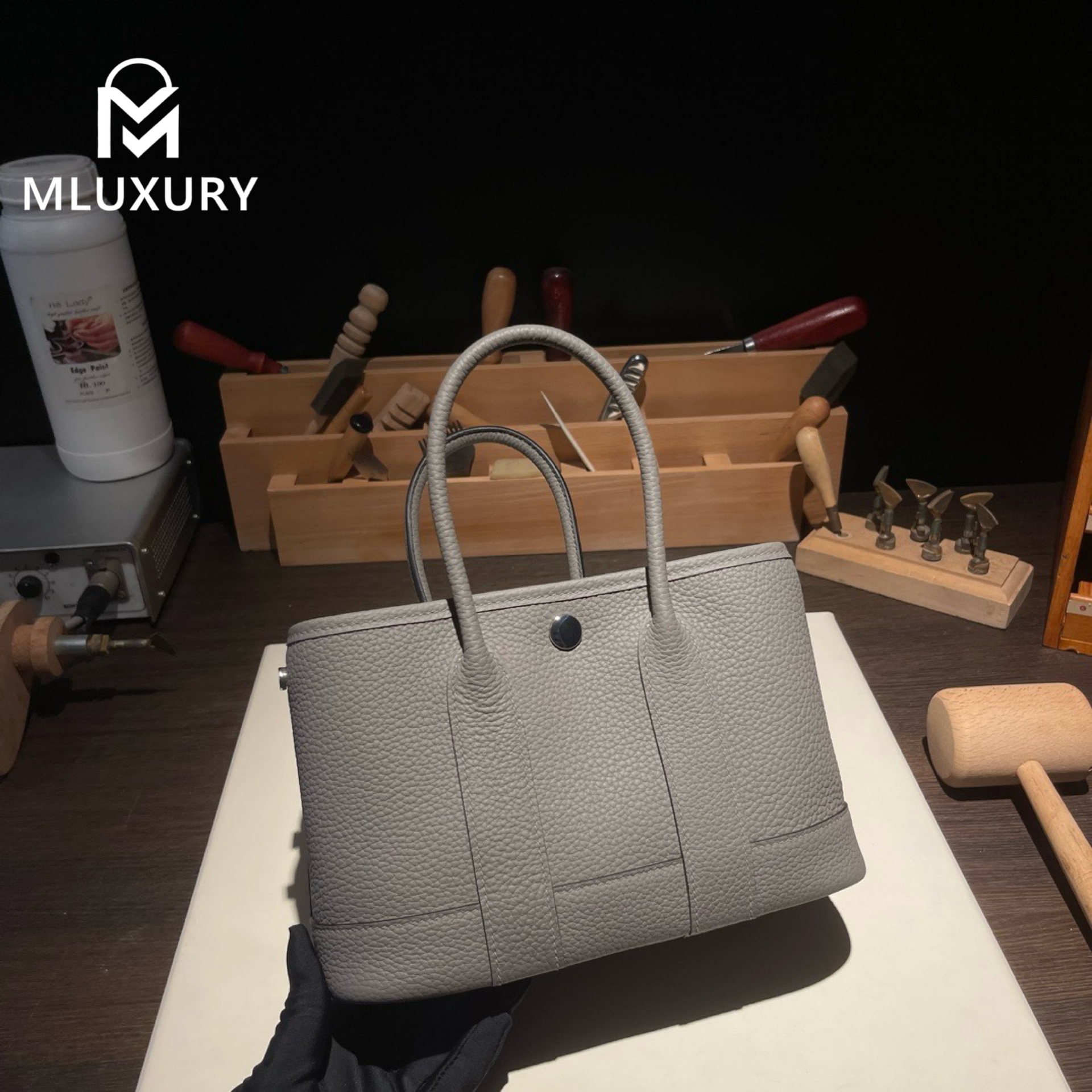 Hermes Neo (mini) Garden, original Togo leather, cumulus grey, silver hardware