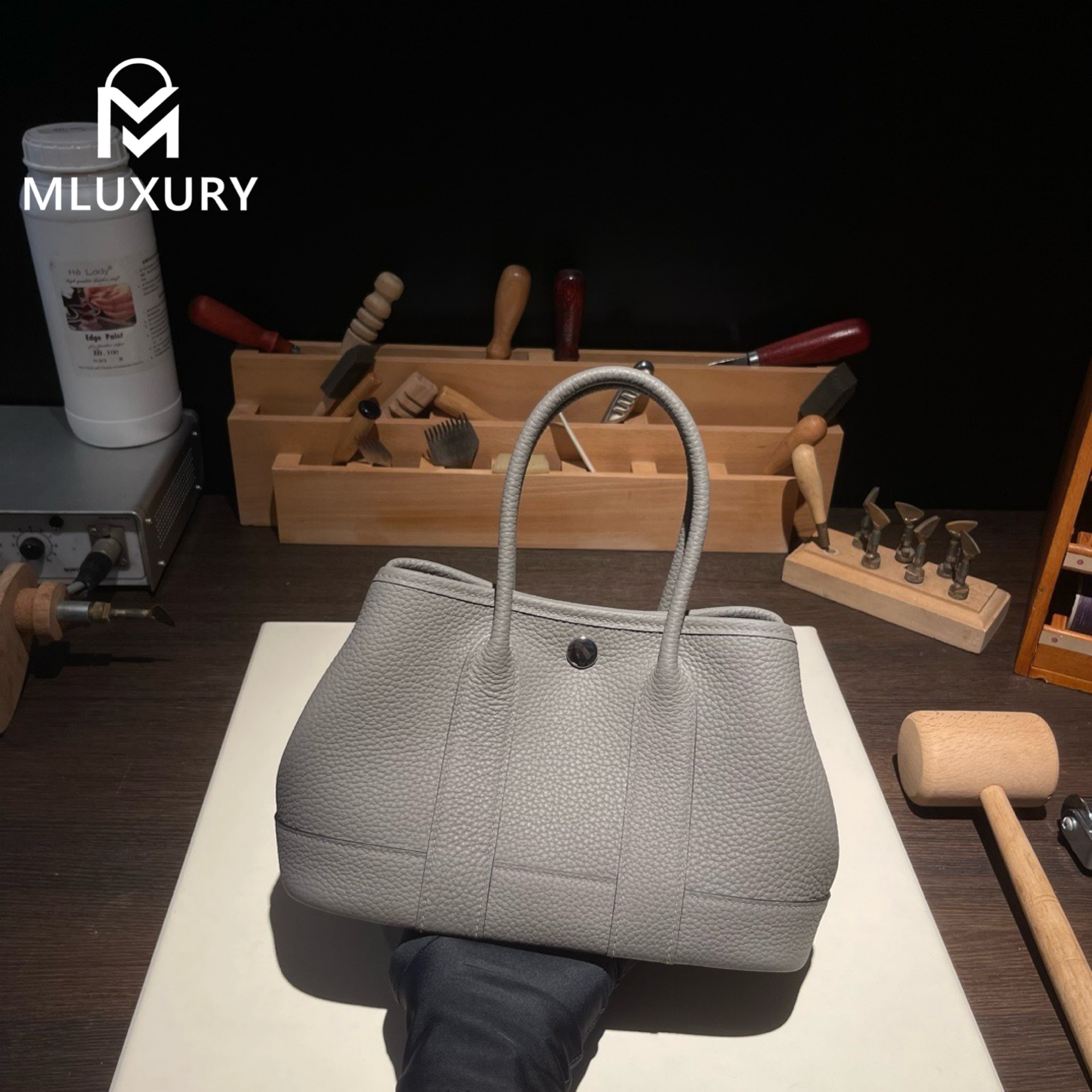 Hermes Neo (mini) Garden, original Togo leather, cumulus grey, silver hardware