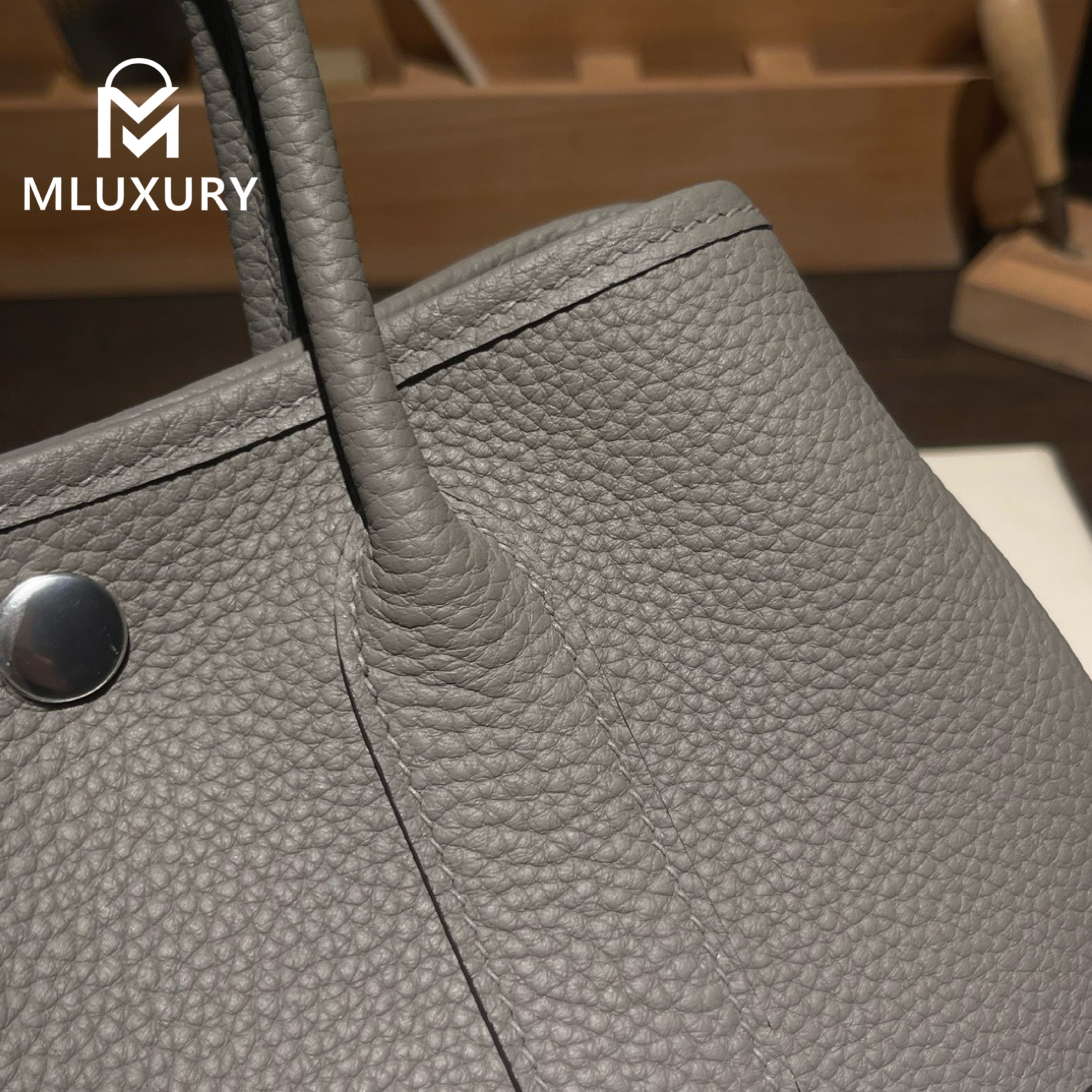 Hermes Neo (mini) Garden, original Togo leather, cumulus grey, silver hardware