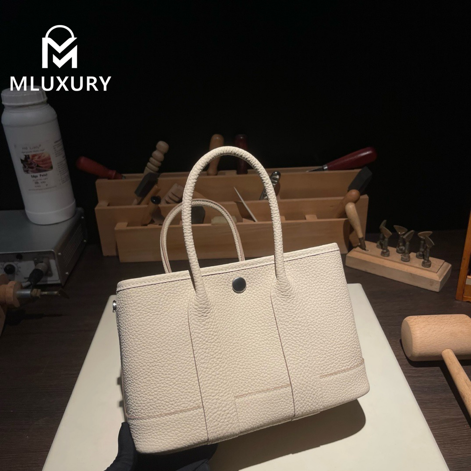 Hermes Neo (mini) Garden, genuine Togo leather, glacier white, silver hardware