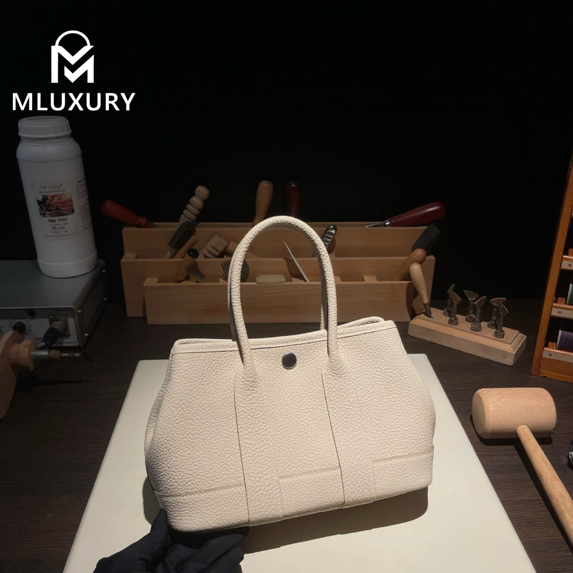 Hermes Neo (mini) Garden, genuine Togo leather, glacier white, silver hardware