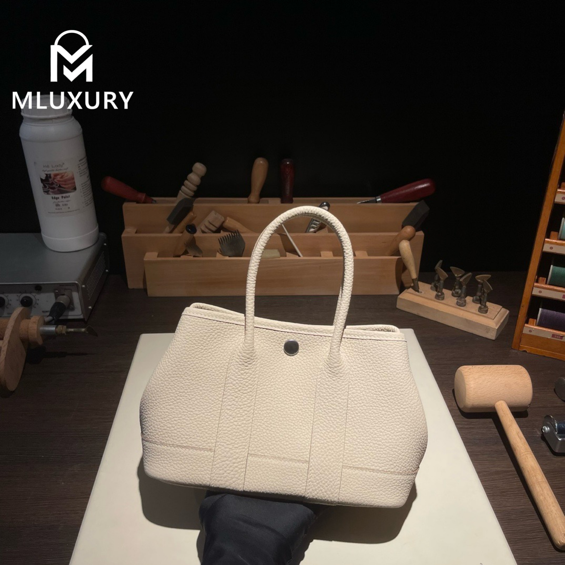 Hermes Neo (mini) Garden, genuine Togo leather, glacier white, silver hardware