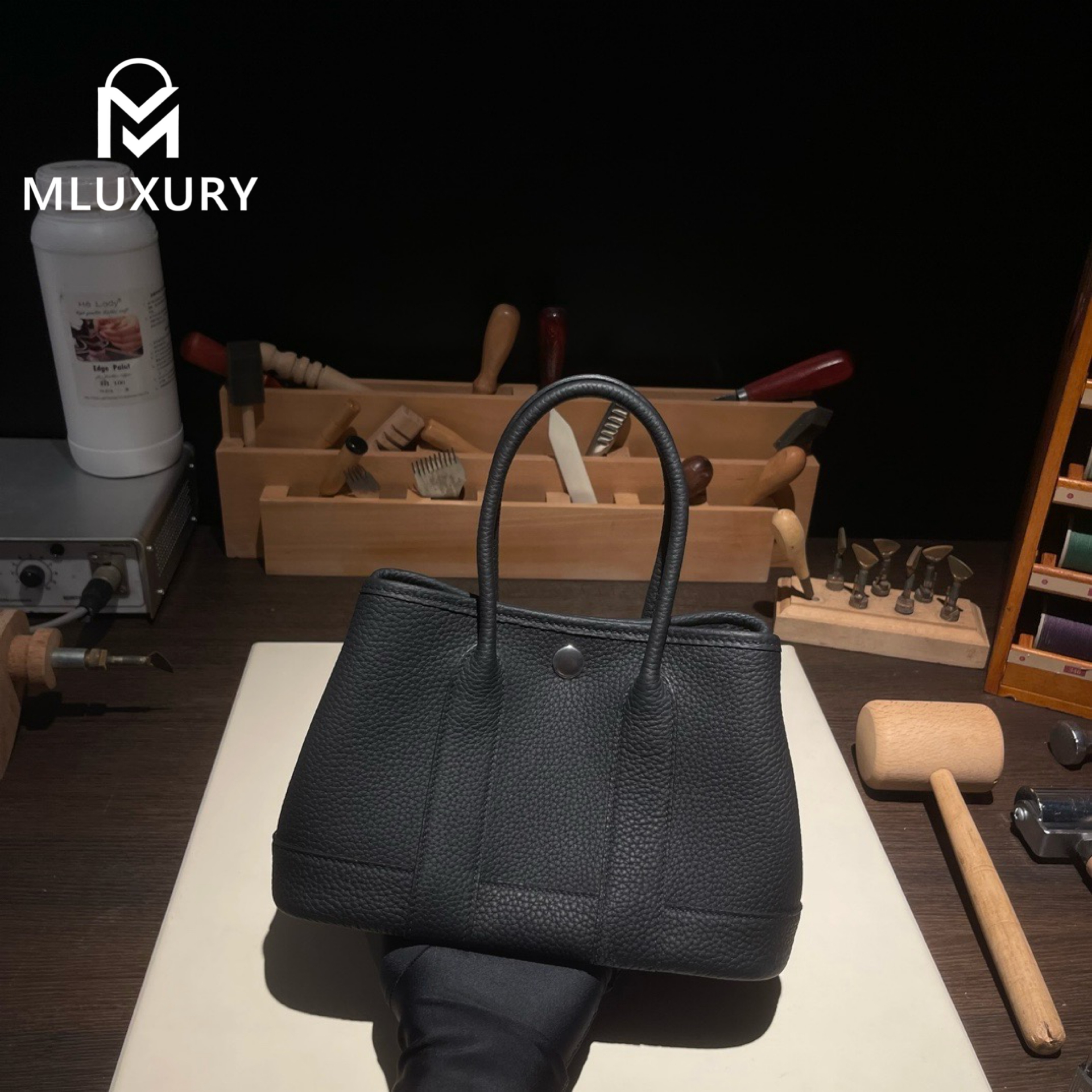 Hermes Neo (mini) Garden, genuine Togo leather, black, silver hardware
