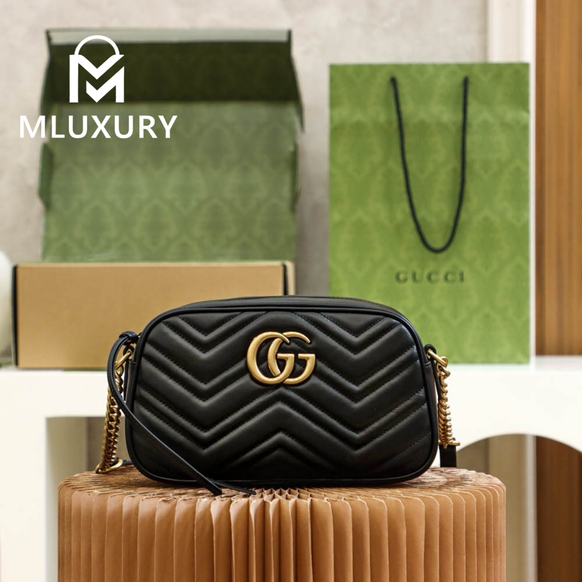 GUCCI Marmont Camera Bag, Genuine Leather