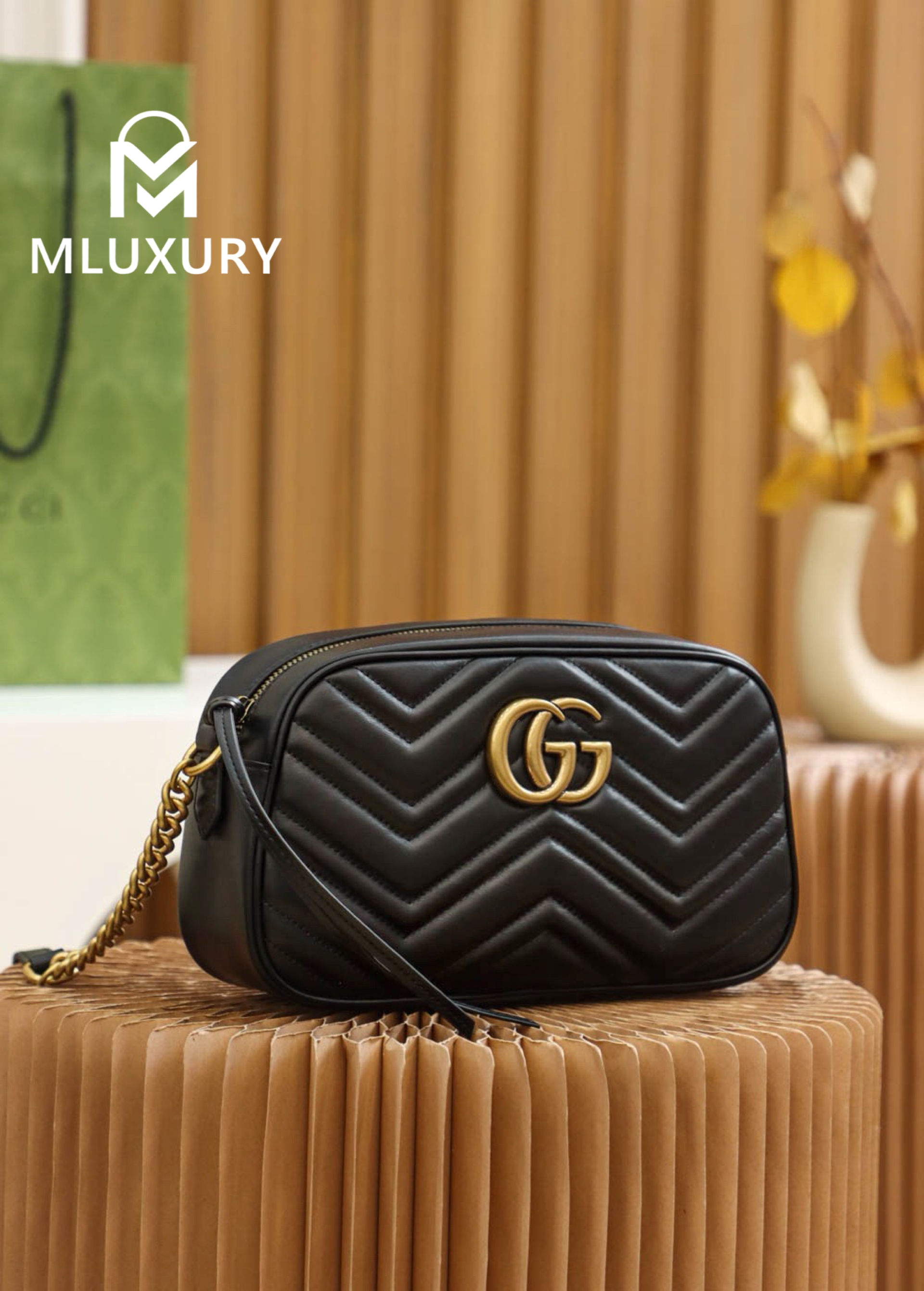 GUCCI Marmont Camera Bag, Genuine Leather