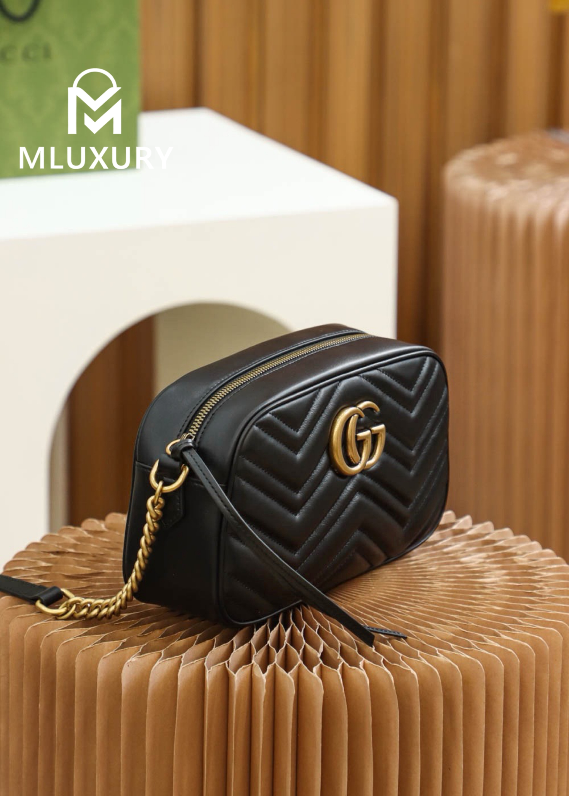 GUCCI Marmont Camera Bag, Genuine Leather