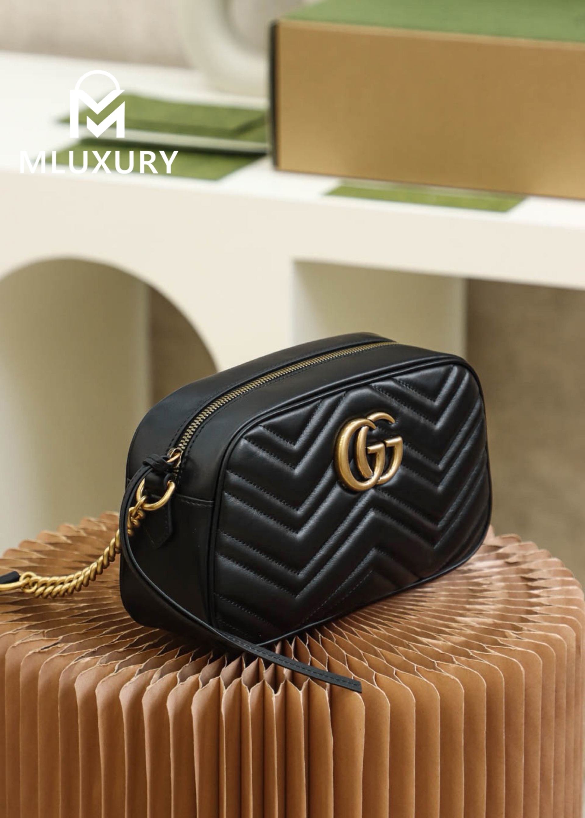 GUCCI Marmont Camera Bag, Genuine Leather