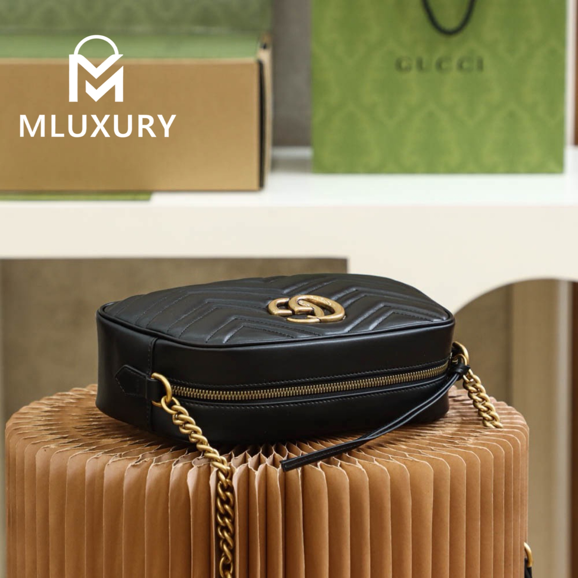 GUCCI Marmont Camera Bag, Genuine Leather