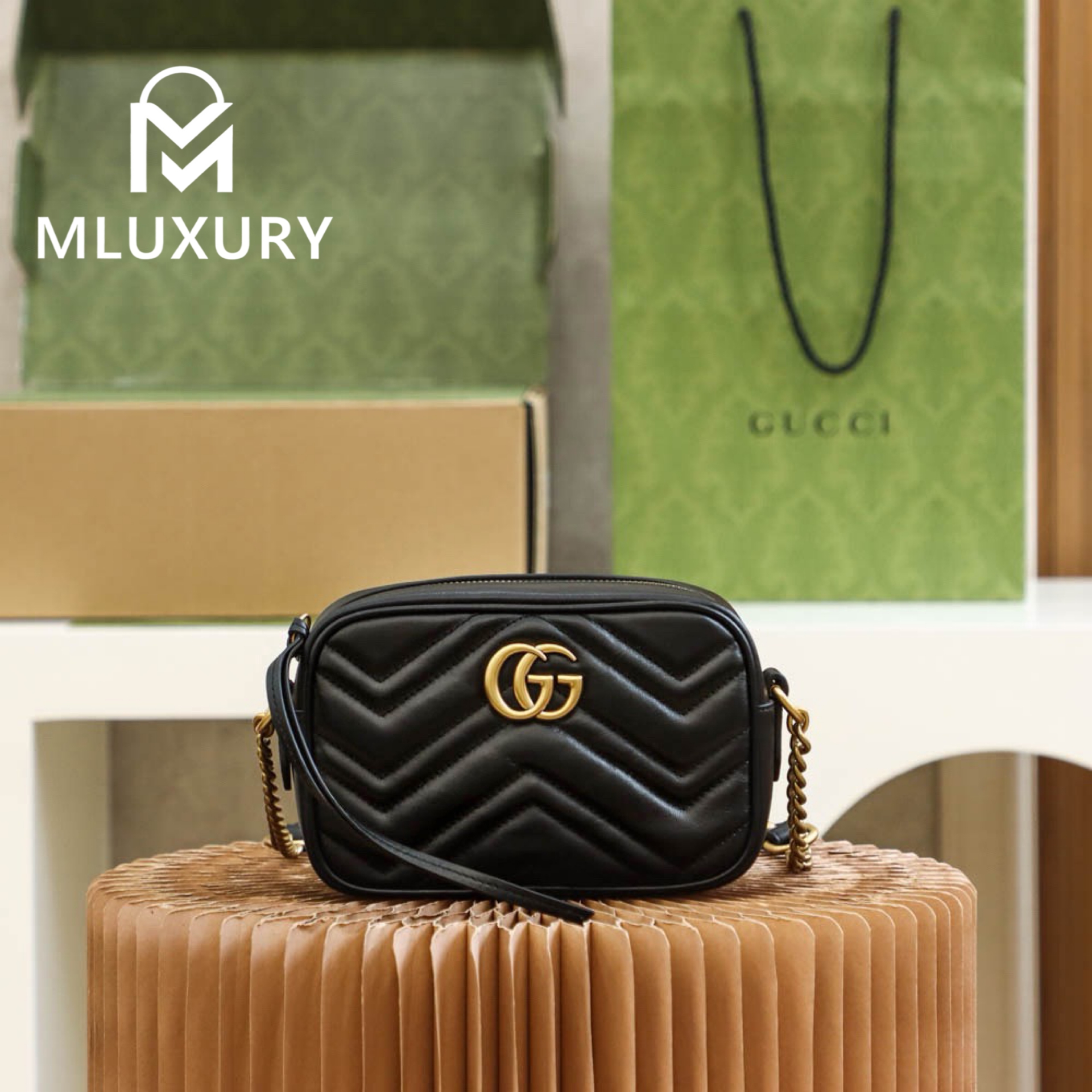 GUCCI Marmont Camera Bag, Genuine Leather