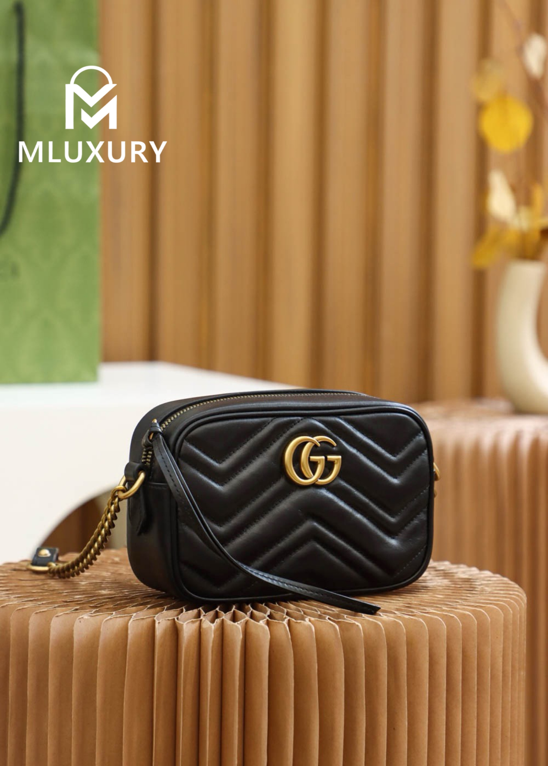 GUCCI Marmont Camera Bag, Genuine Leather