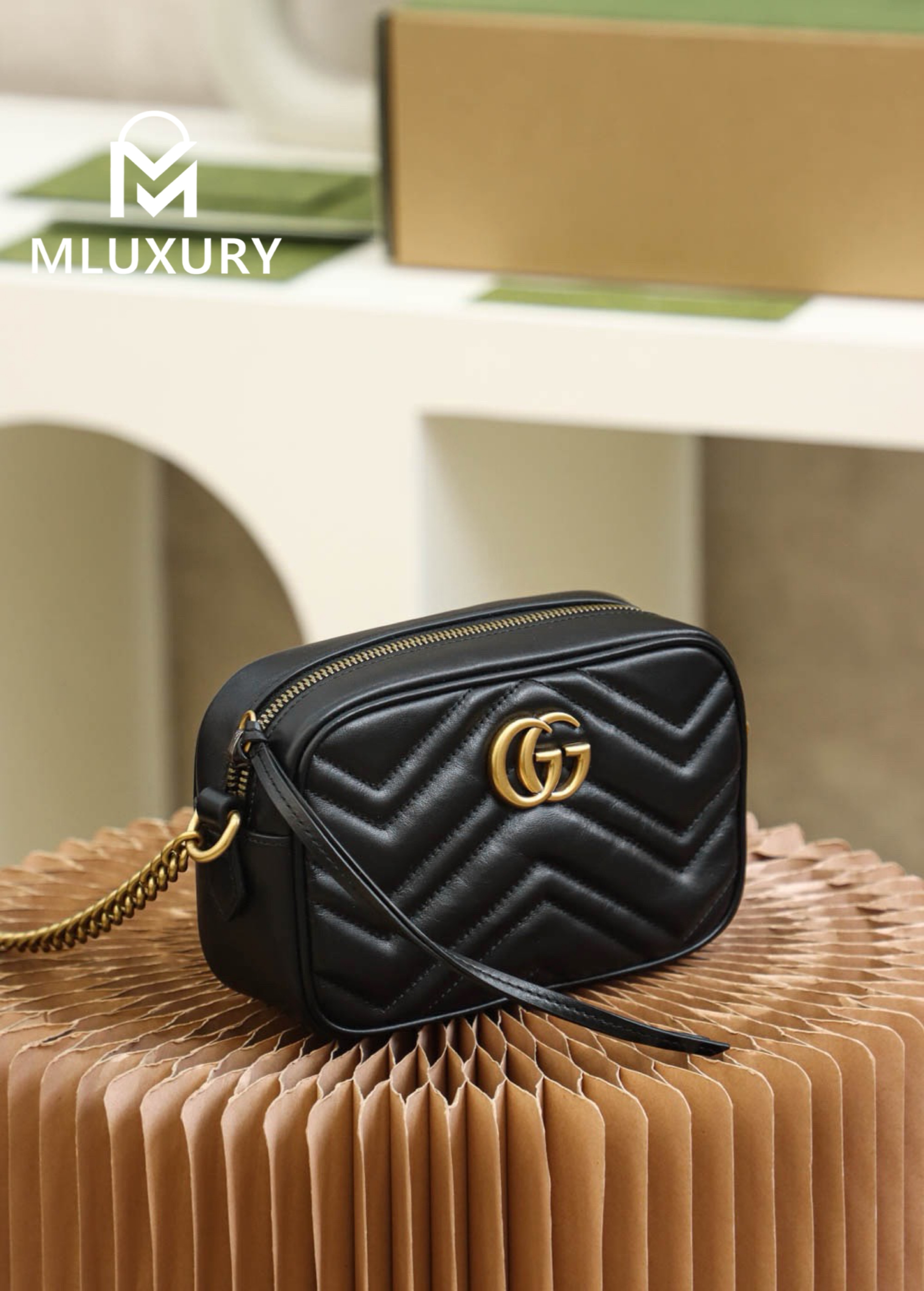 GUCCI Marmont Camera Bag, Genuine Leather