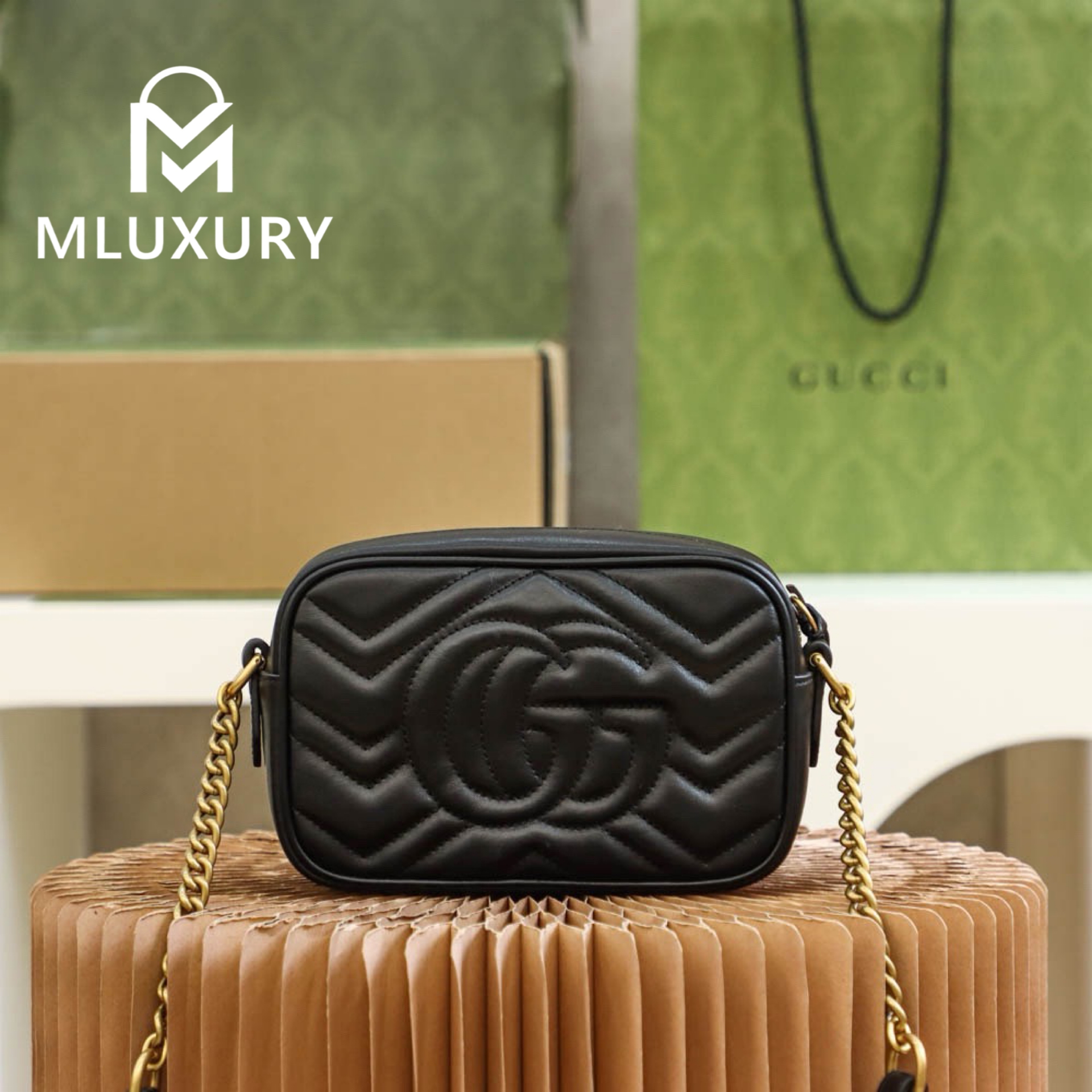 GUCCI Marmont Camera Bag, Genuine Leather