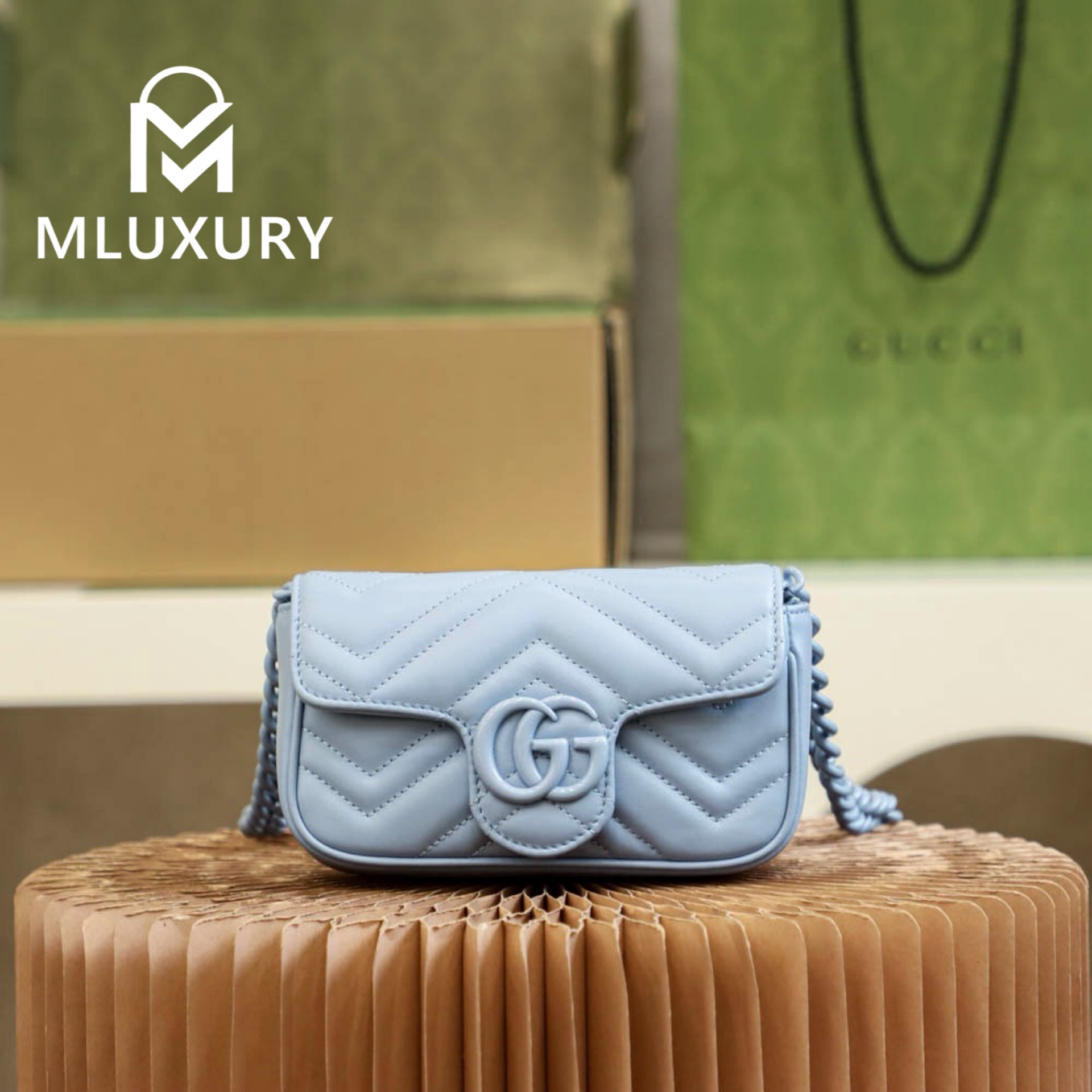 GUCCI GG Marmont, Genuine leather, Blue