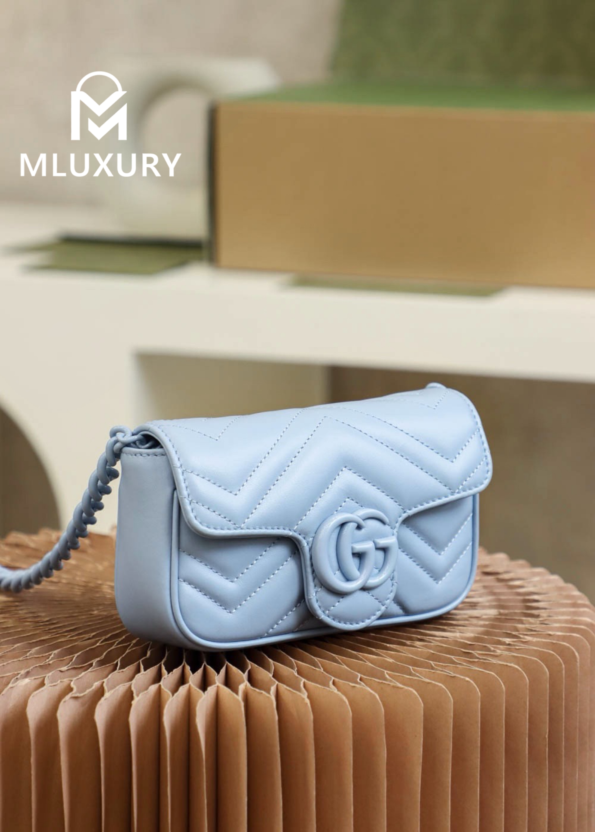GUCCI GG Marmont, Genuine leather, Blue