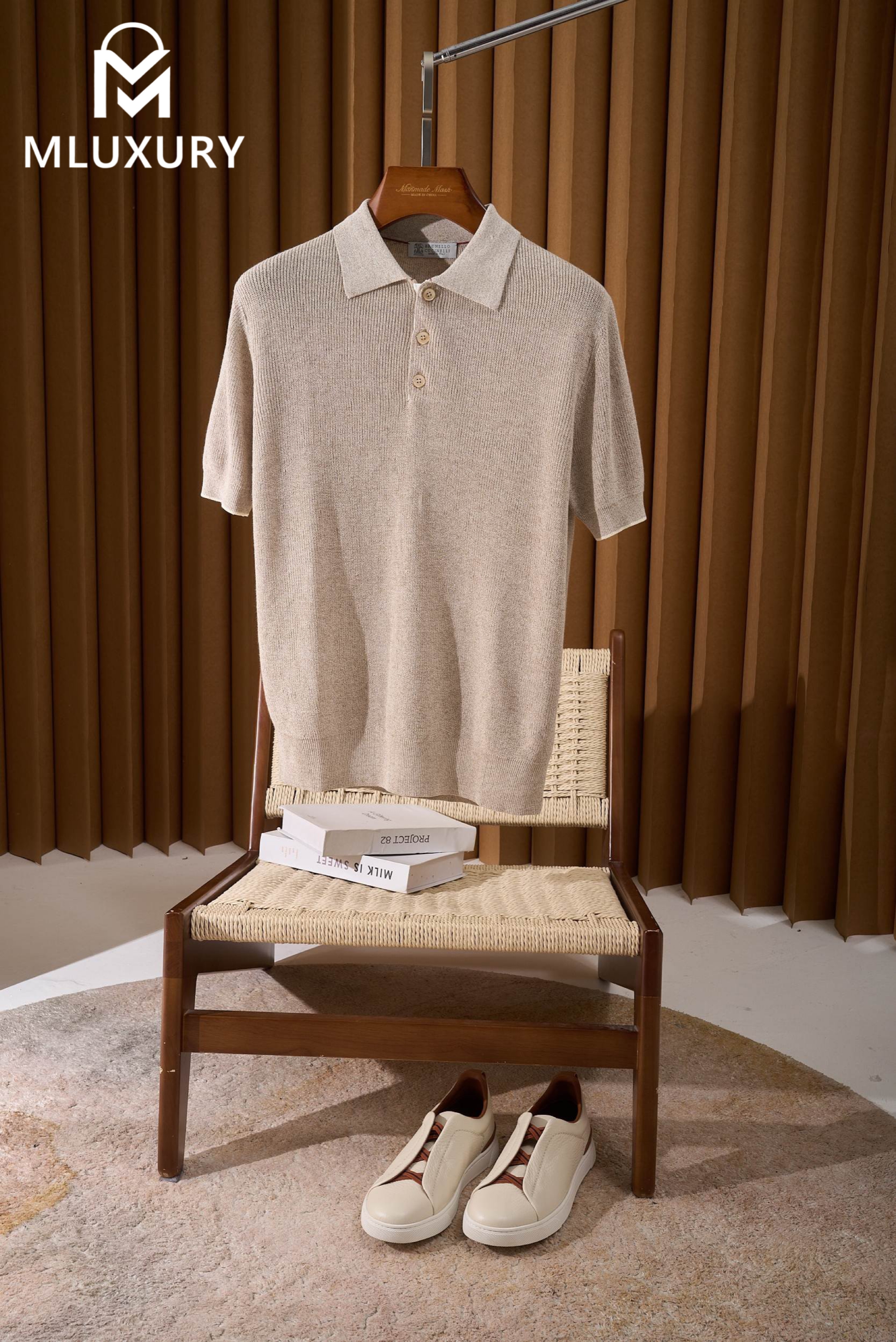BRUNELLO CUCINELLI Ribbed knit polo shirt