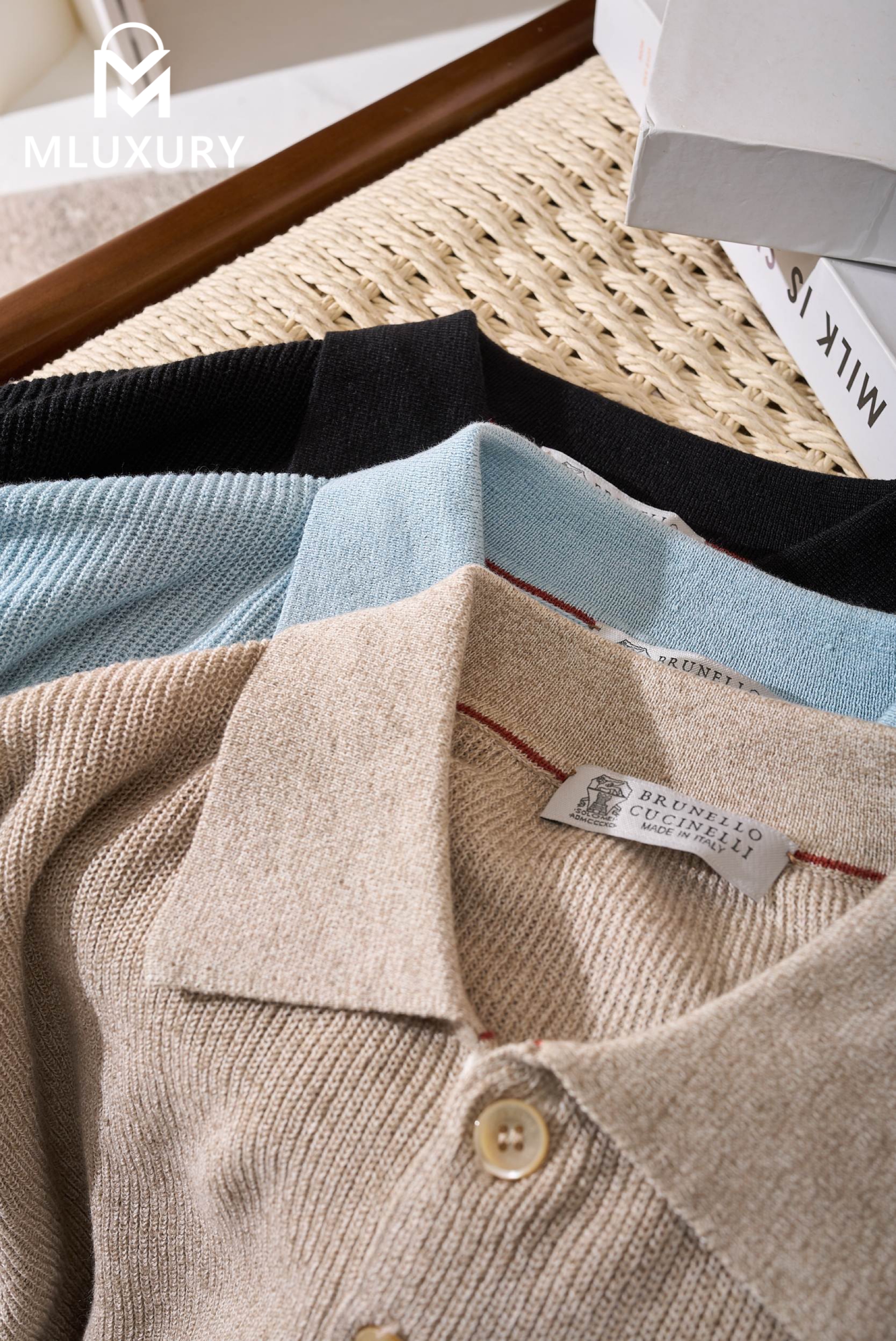 BRUNELLO CUCINELLI Ribbed knit polo shirt