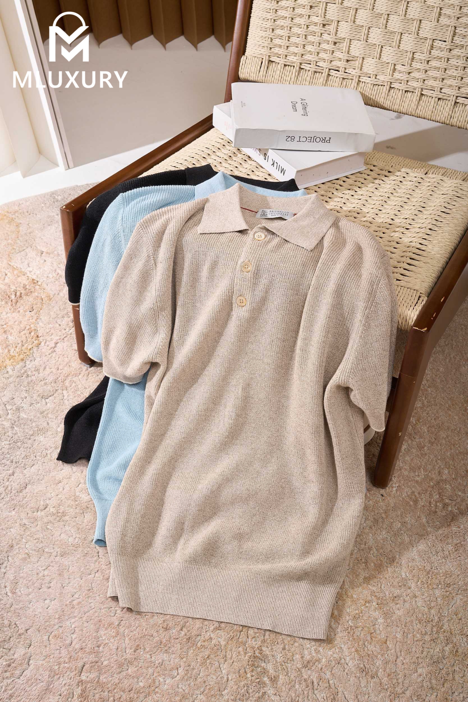BRUNELLO CUCINELLI Ribbed knit polo shirt