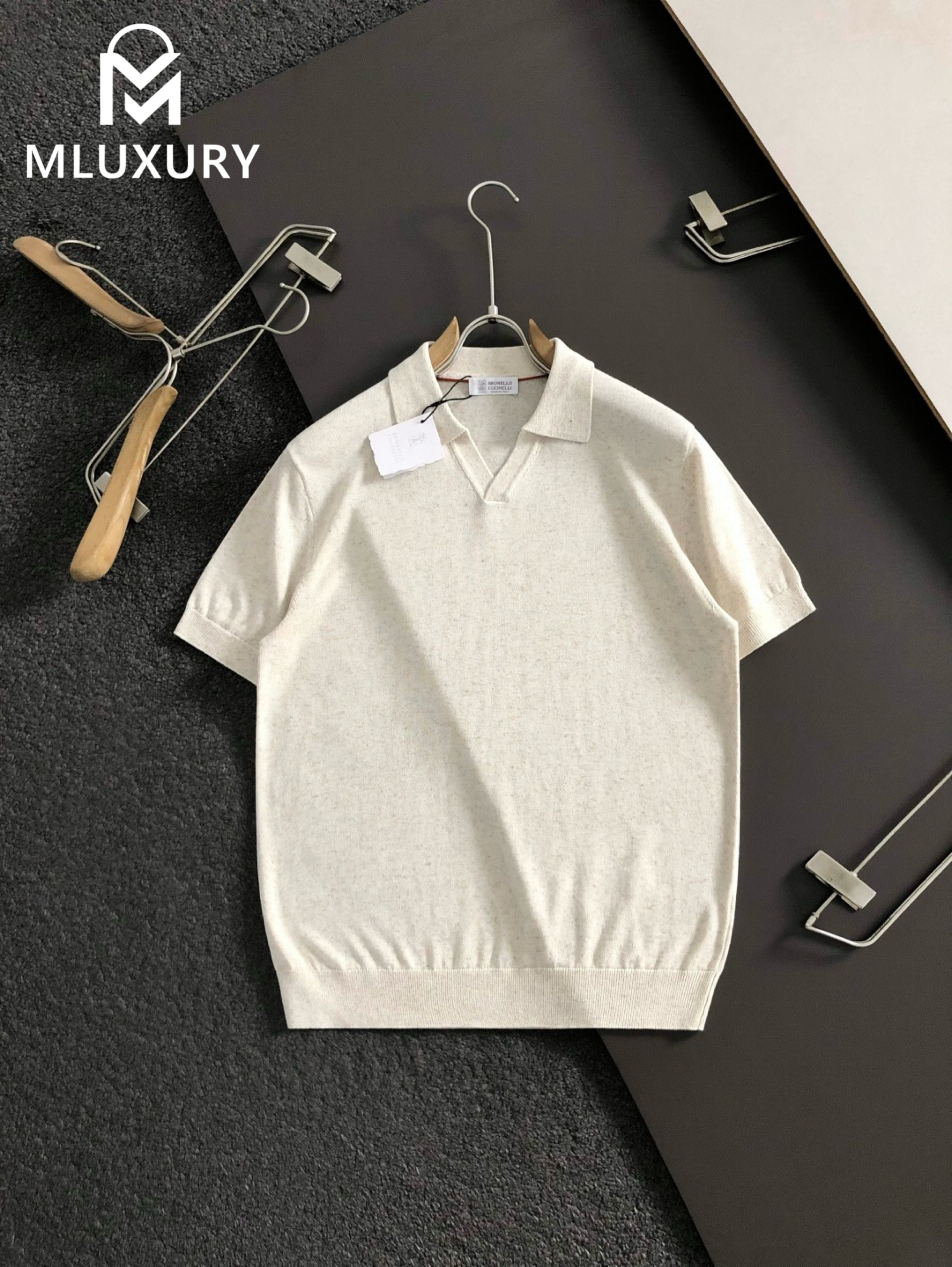 BRUNELLO CUCINELLI Seagull Collar Knit Polo Shirt