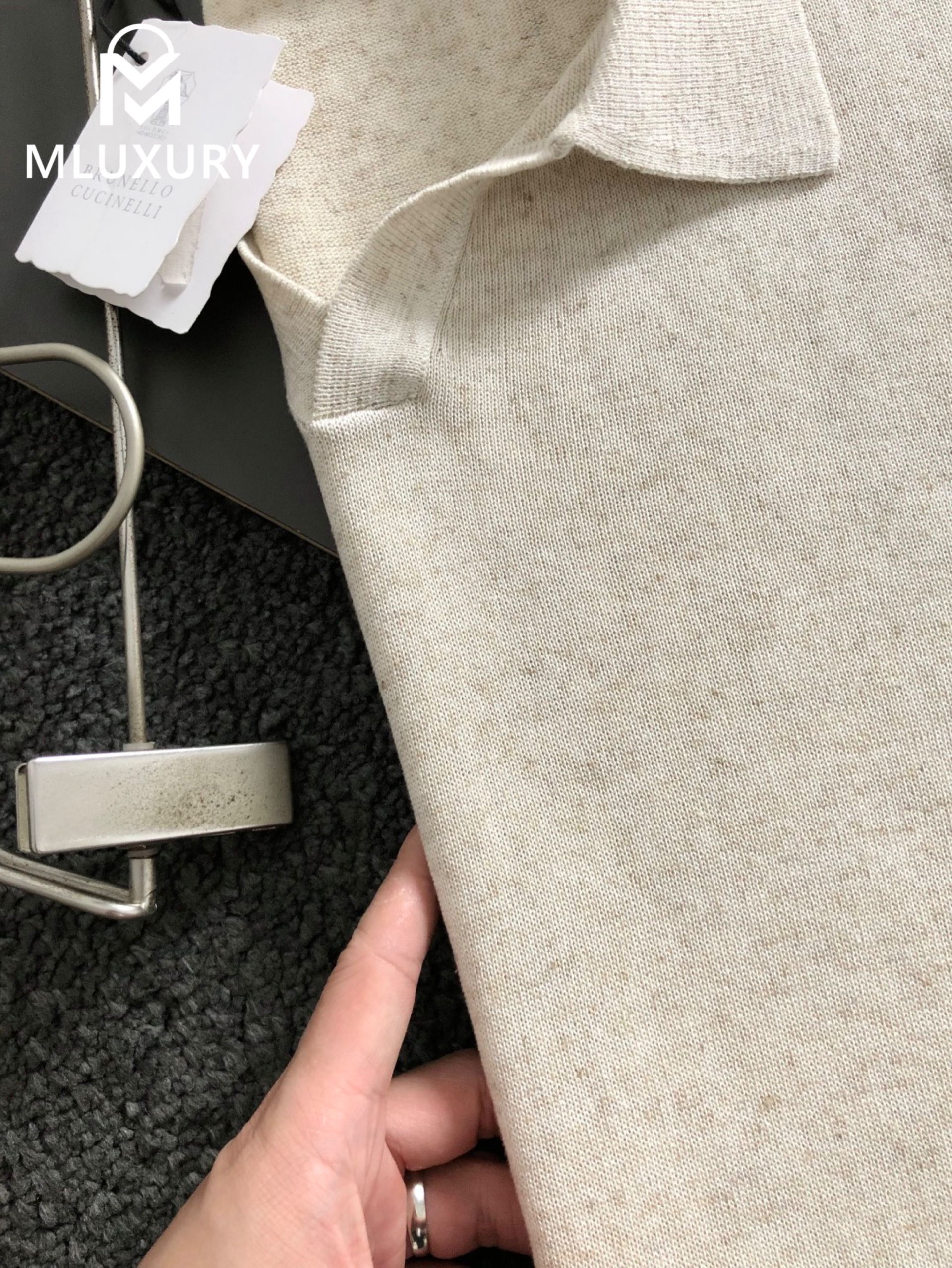 BRUNELLO CUCINELLI Seagull Collar Knit Polo Shirt