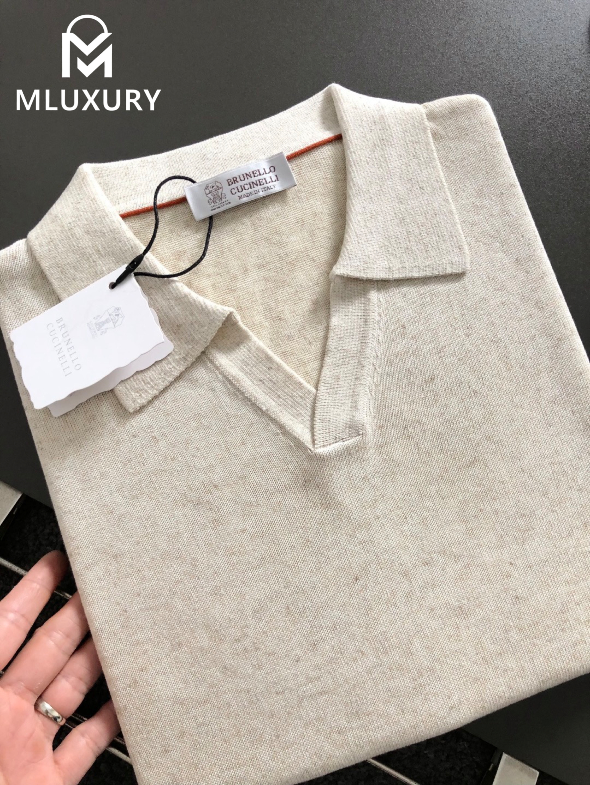 BRUNELLO CUCINELLI Seagull Collar Knit Polo Shirt